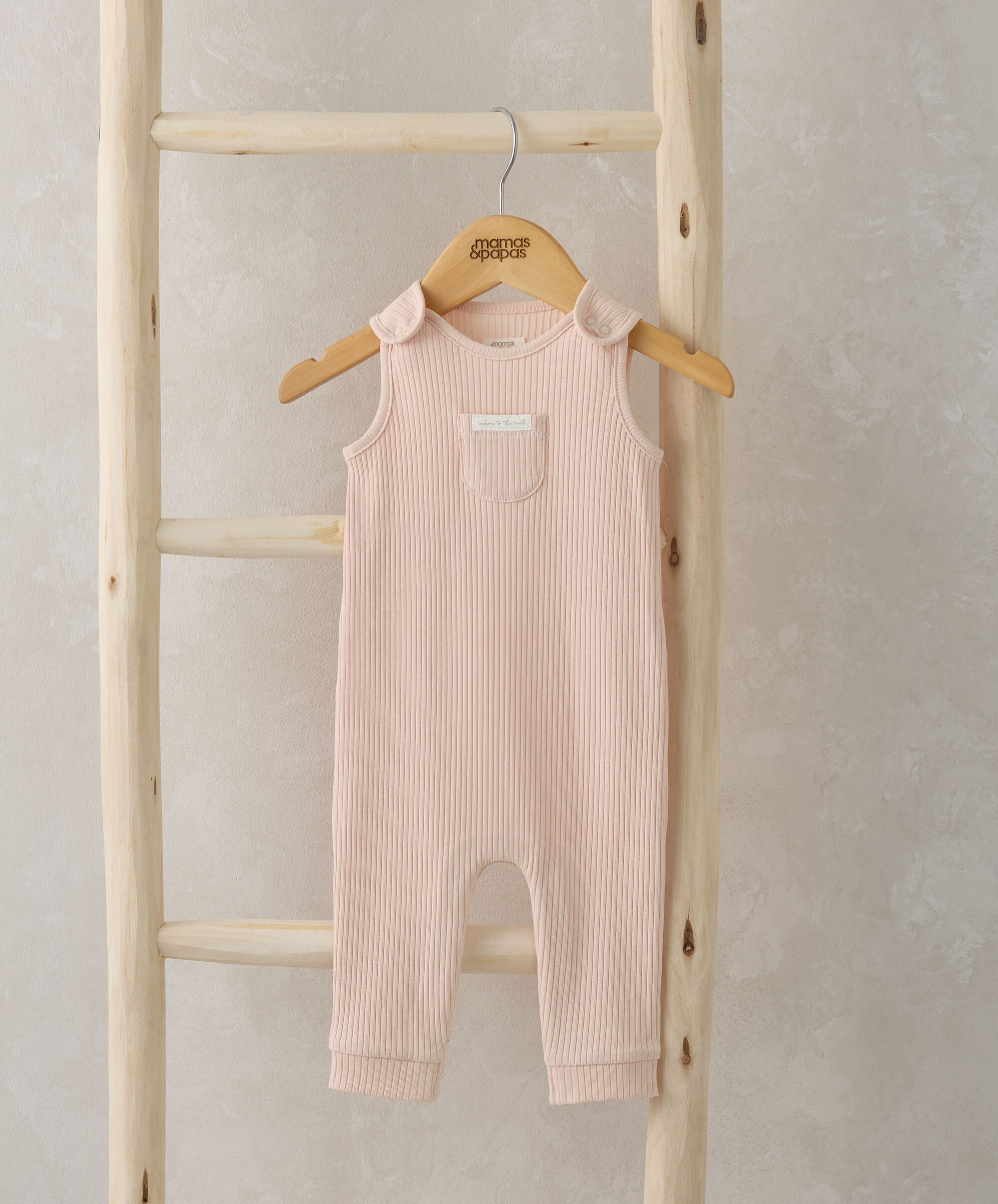 Organic Ribbed Romper - Pink image number 1