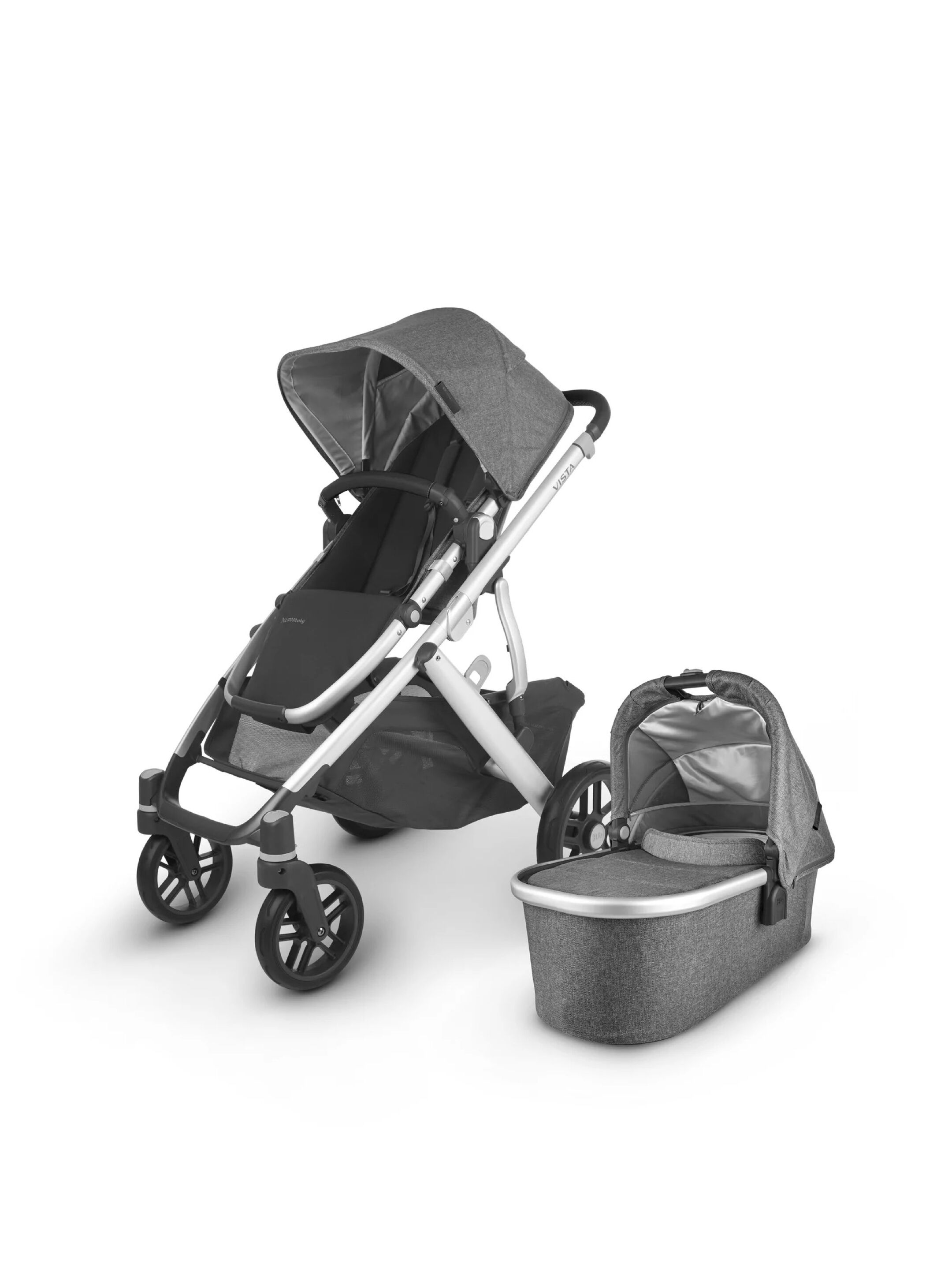 Uppababy - Vista V2 Stroller- Jordan (Charcoal/grey m&eacute;lange fabric/silver/black leather) image number 1