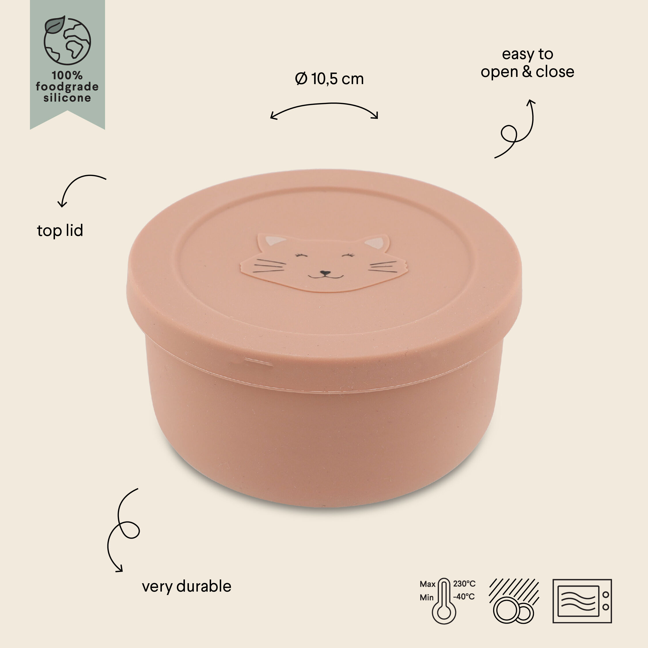 Trixie Silicone Snack Box with Lid Mrs. Cat - Pink image number 4