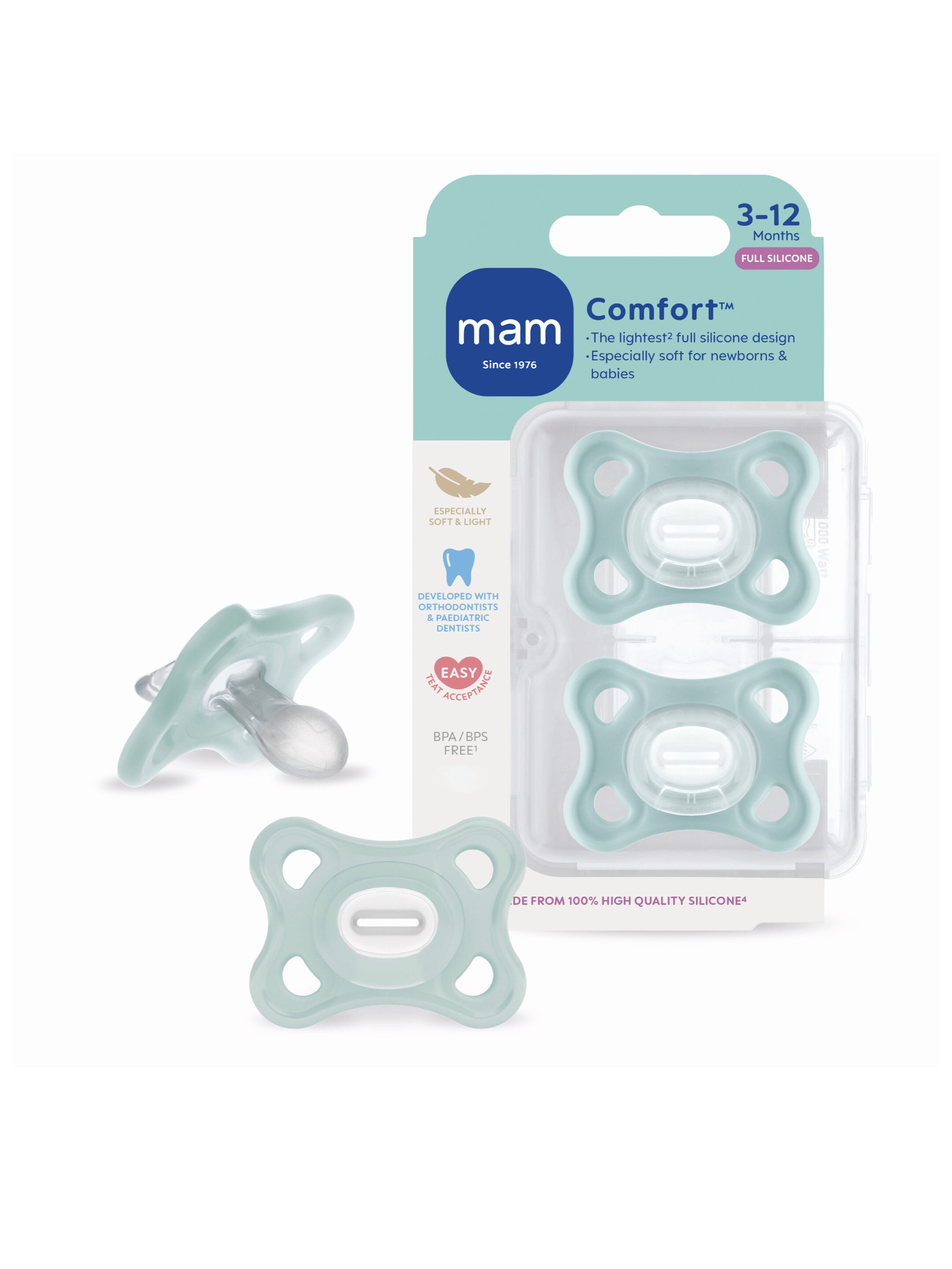 Mam Baby Comfort Silicone Pacifier - 0-3 M |Pink & Beige - Pack of 2 image number 6