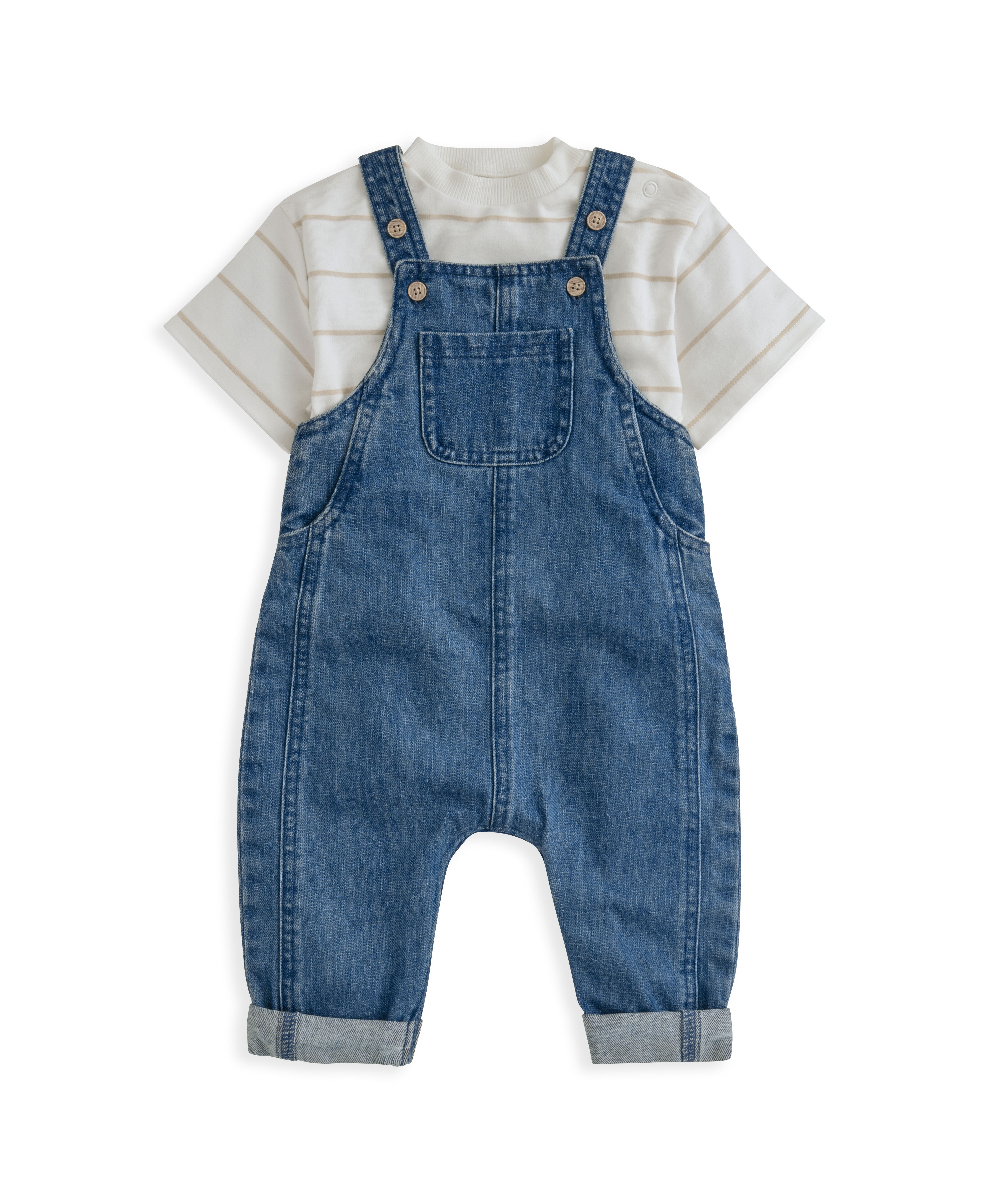 2 Piece T-Shirt & Denim Dungaree Set image number 2