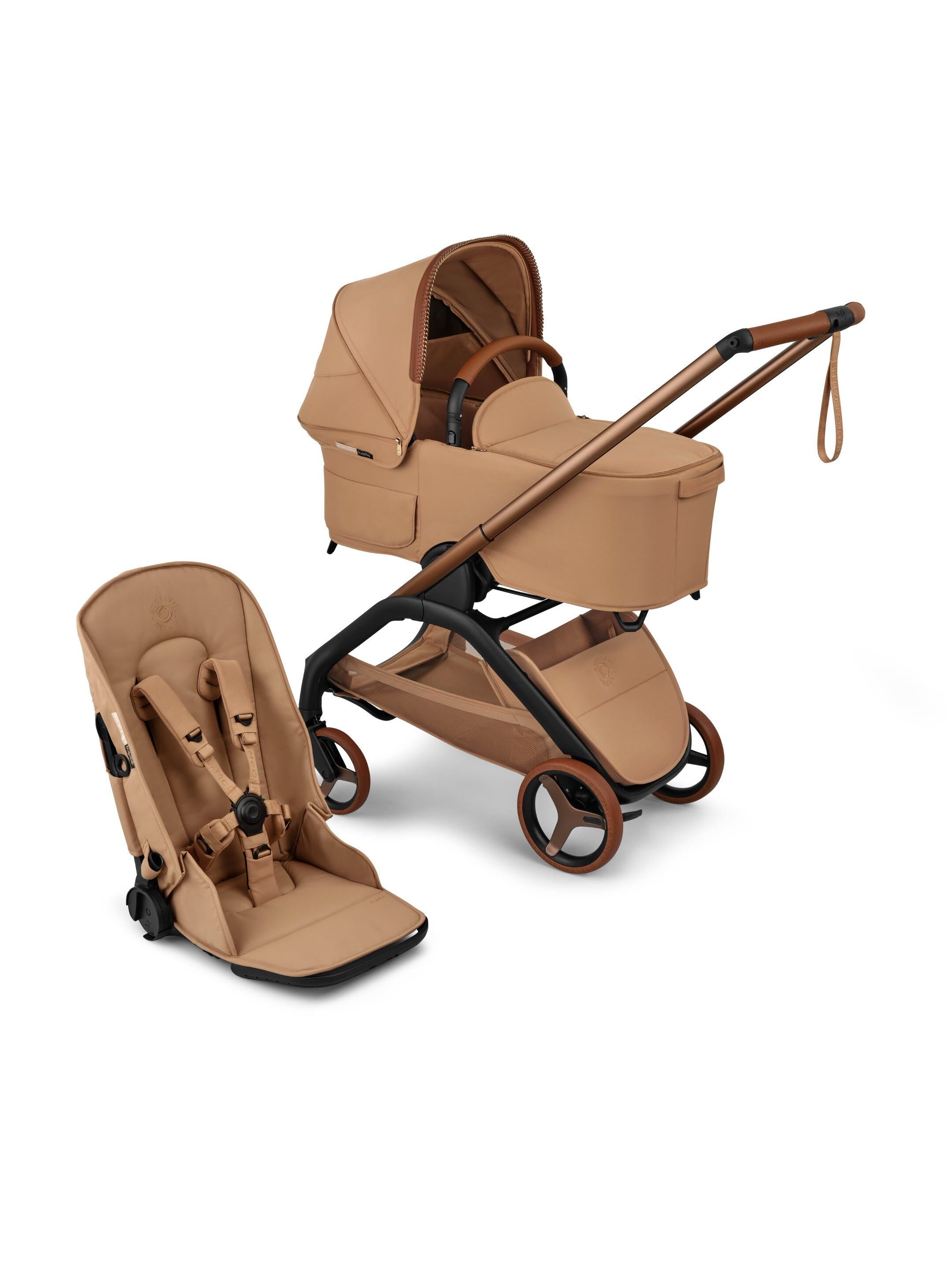 Bugaboo X StellaMcCartney Dragonfly Plus seat/bassinet complete ME Tobacco Brown image number 1