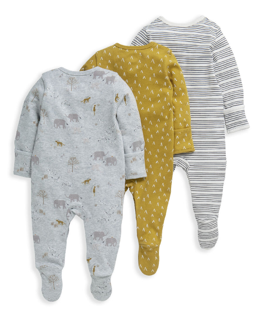 3 Pack Safari Sleepsuits image number 2