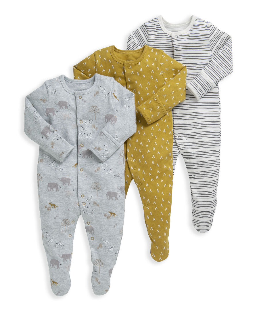 3 Pack Safari Sleepsuits image number 1