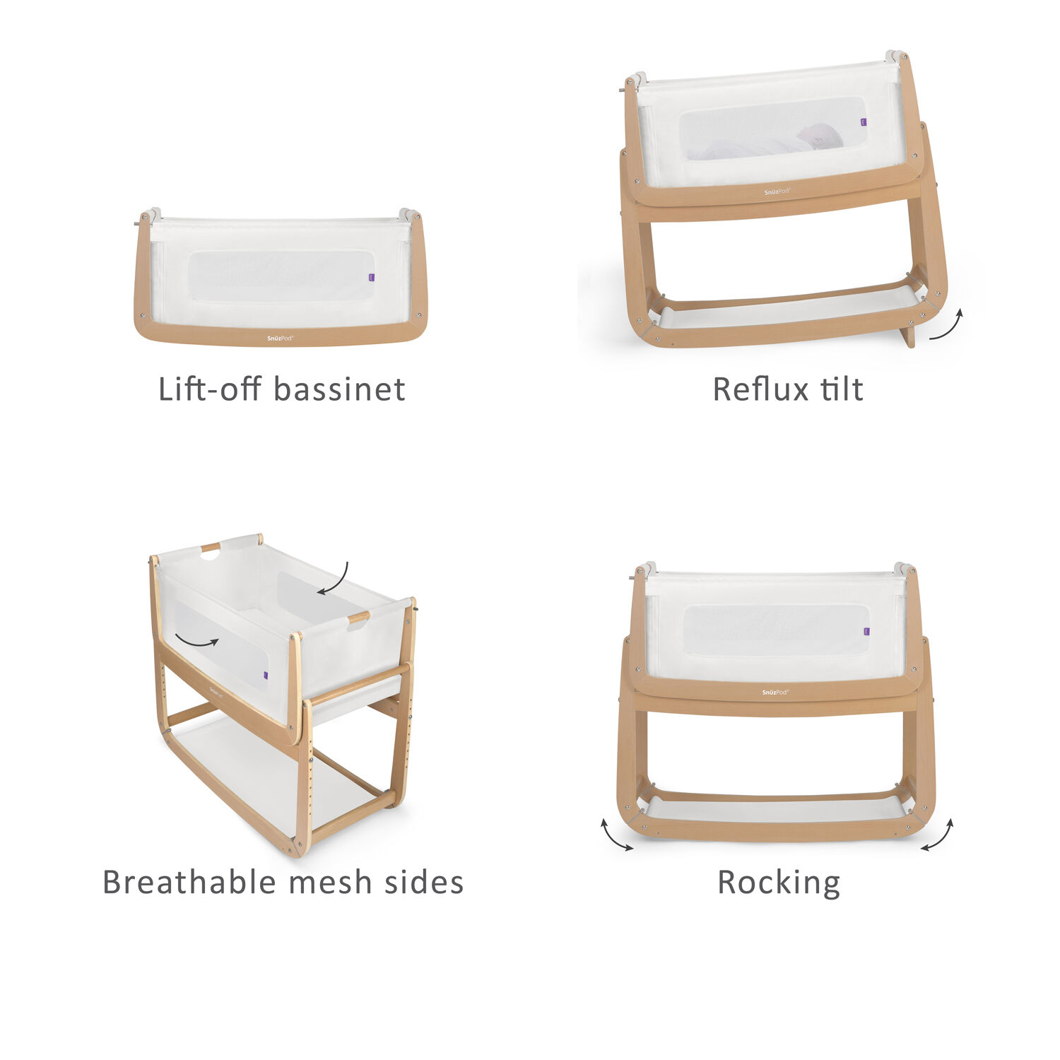 Buy SnuzPod Bedside Crib Natural Baby Beds Cots Mamas