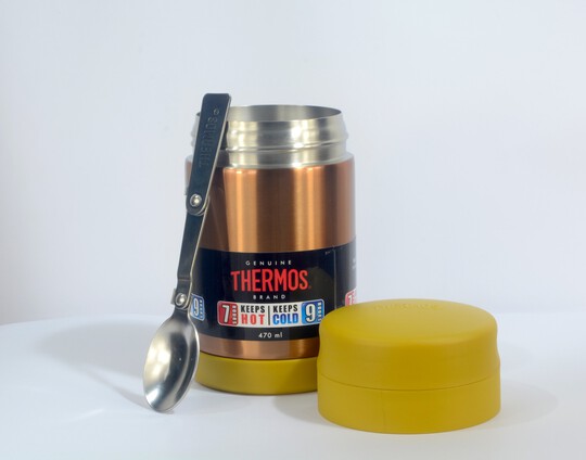 Thermos - Ss Food Jar Wide Neck With Folding Spoon 470Ml-Gold image number 3