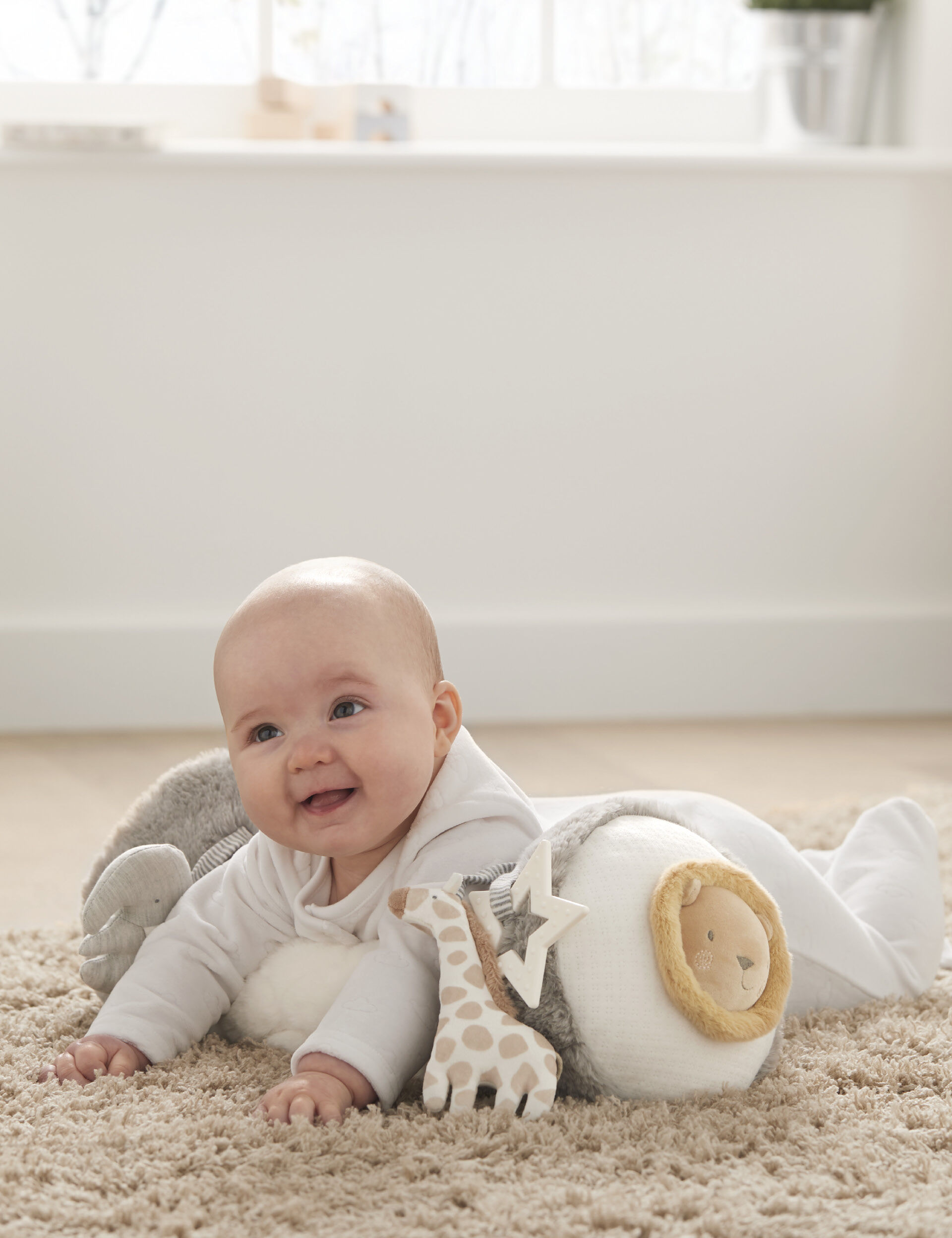 Welcome to the World Elephant Tummy Time Roll - Grey image number 4