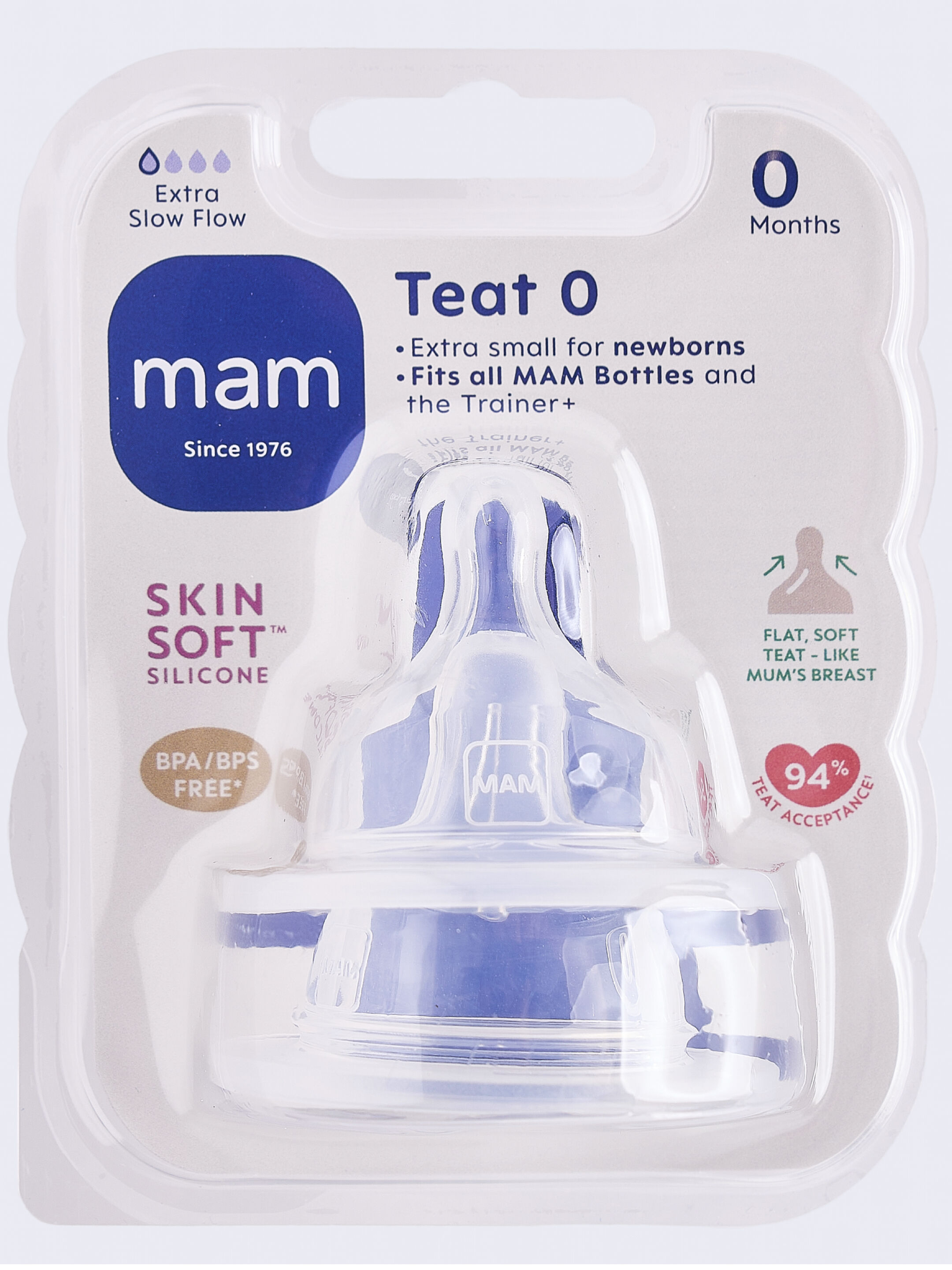 Mam Baby Teat Size 0 Silicone Teat/Spout - 0 M+ | Clear  Clear  - Pack of 2 image number 4