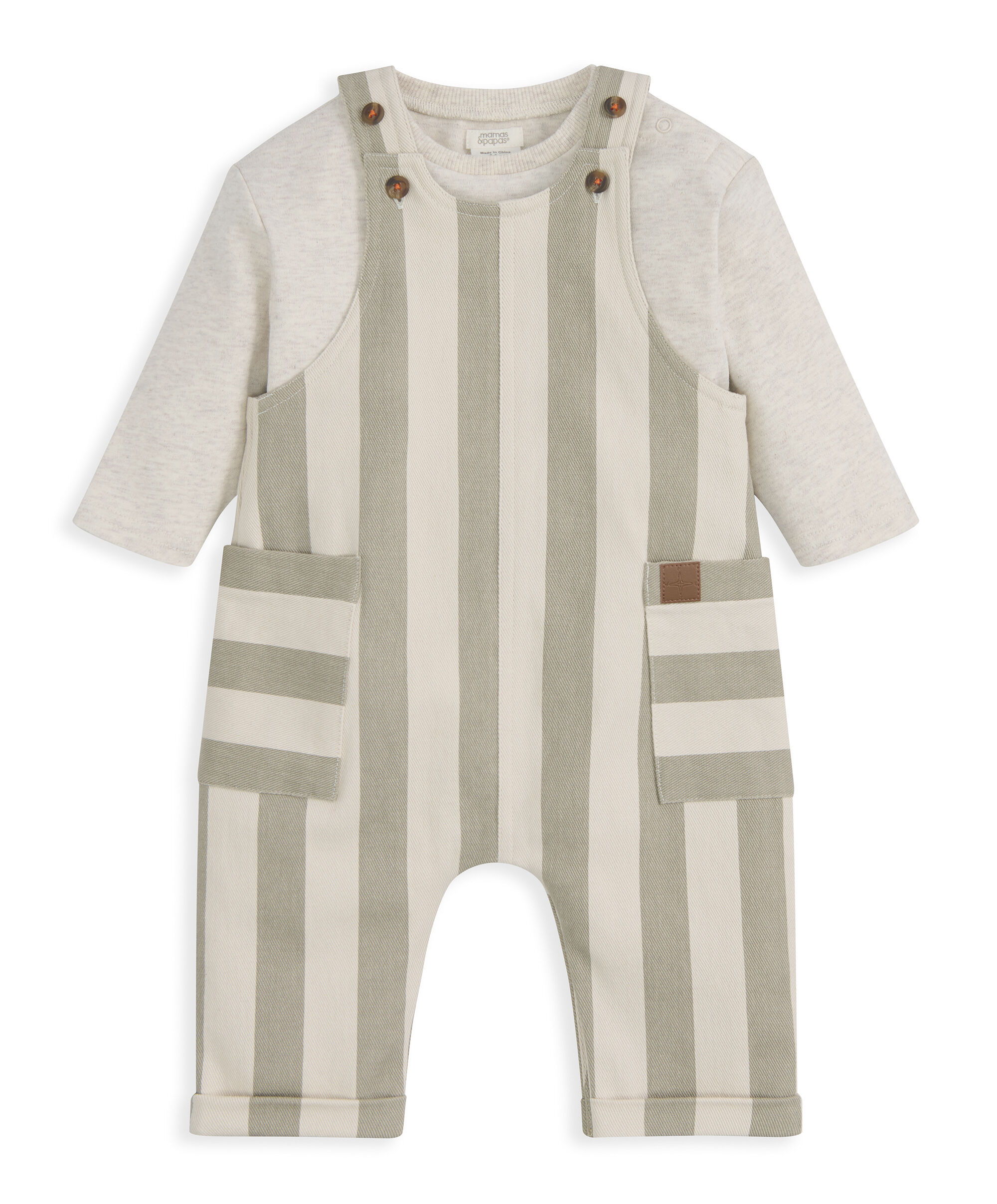 Stripped Dungarees & Ribbed Top image number 2
