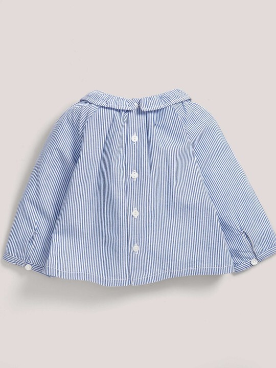 Stripe Embroidered Collar Blouse Blue- 0-3 image number 2