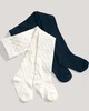 2 pack Textured Tights Cream/Navy- 12-24 months image number 1