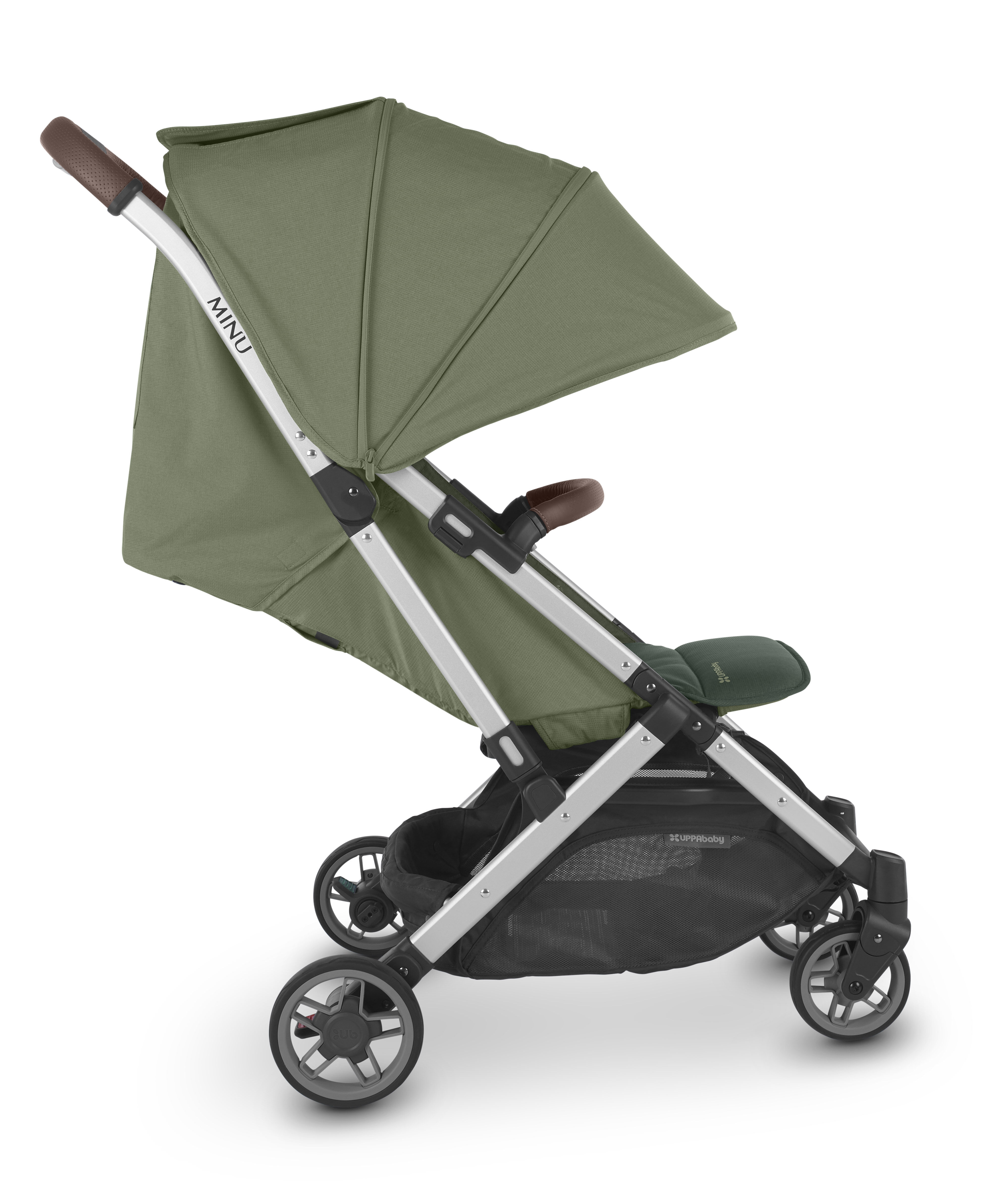UPPAbaby Minu V2 Stroller - Emelia - Sage Green M&eacute;lange | Silver Frame | Chestnut Leather image number 2