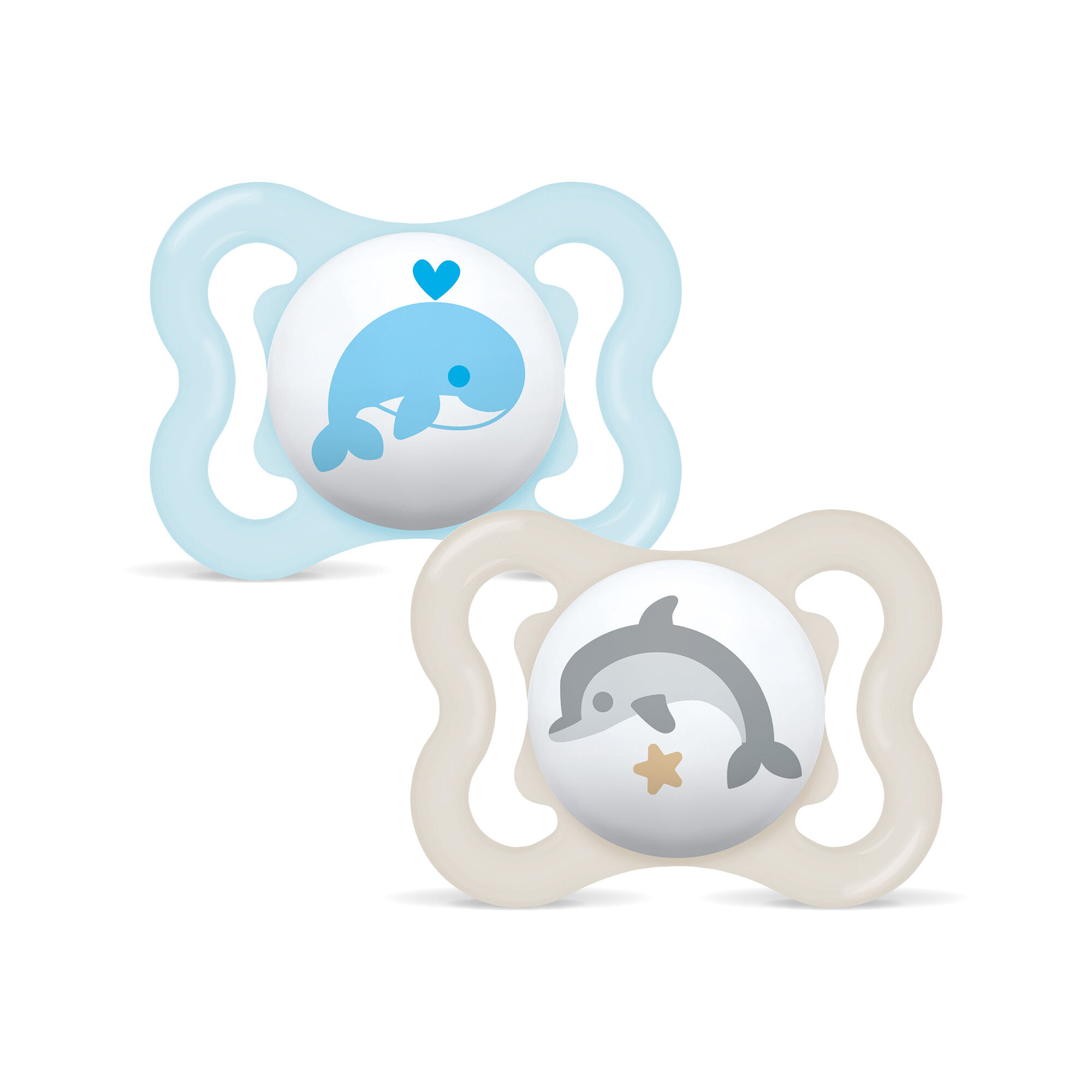 Mam Baby Supreme Silicone Pacifier - O-6 M | Sealife Blue & Beige - Pack of 2 image number 1