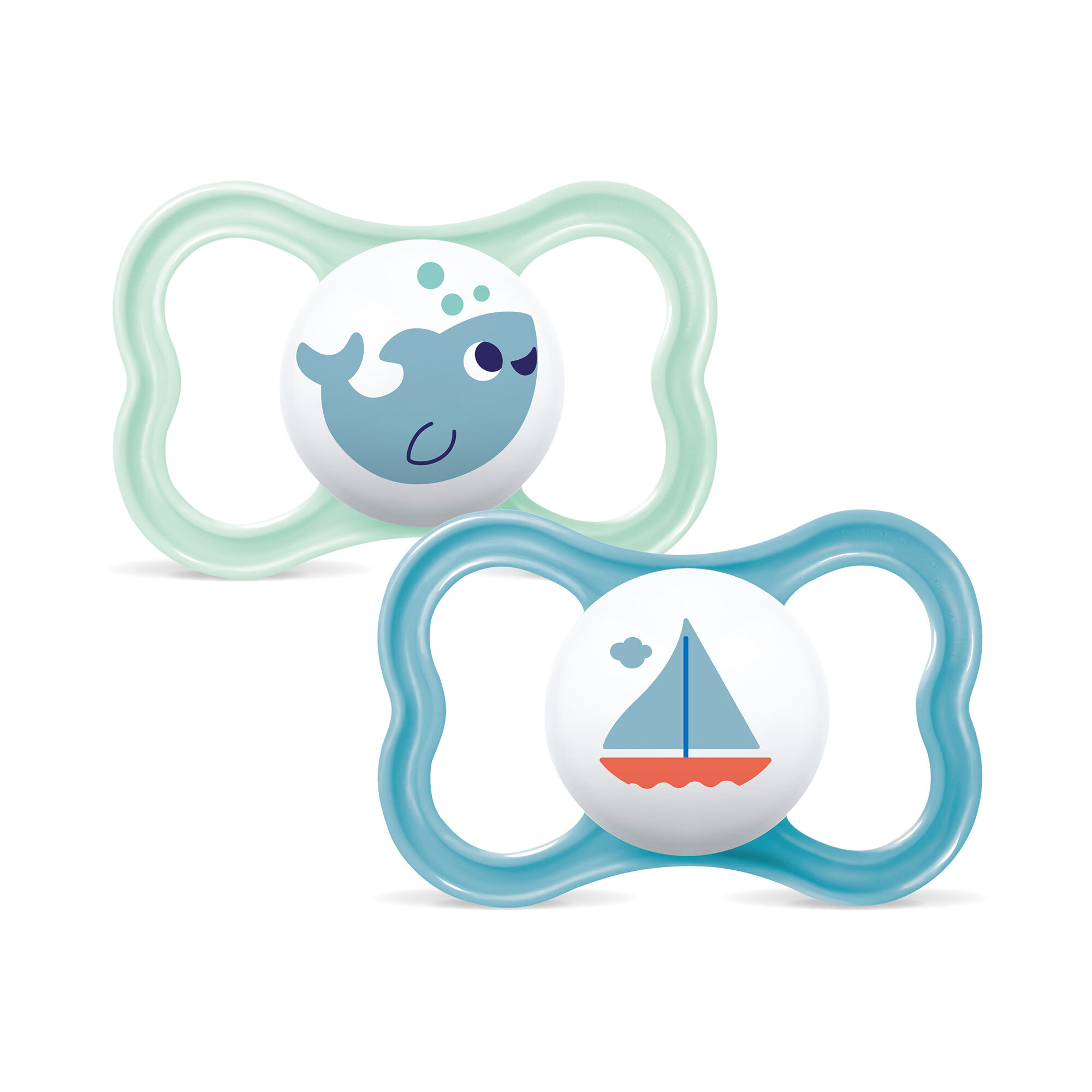 Mam Baby Supreme Silicone Pacifier - 6 M+ | Sealife Green & Blue - Pack of 2 image number 1