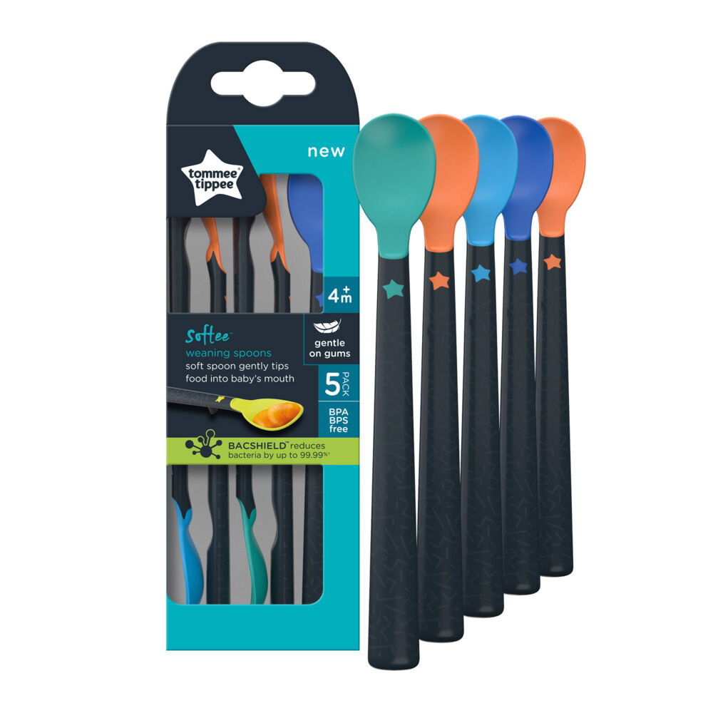 Tommee Tippee 5x Soft Tip Weaning Spoons (Blue) image number 1