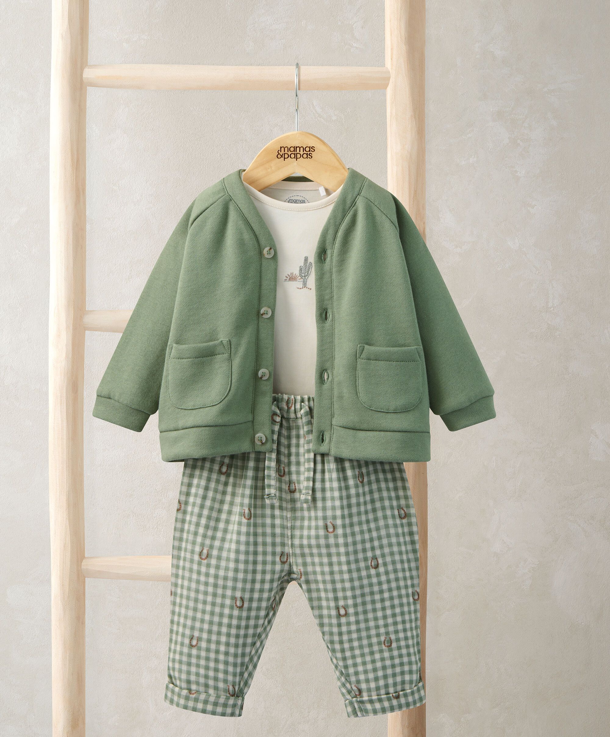 Gingham Jacket, Trousers & Bodysuit Set image number 3