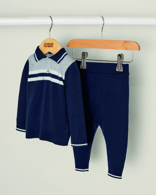 Navy Knit Outfit Set