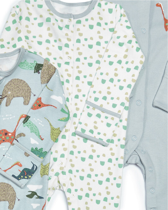 3 Pack Dinosaur Jersey Sleepsuits  image number 2