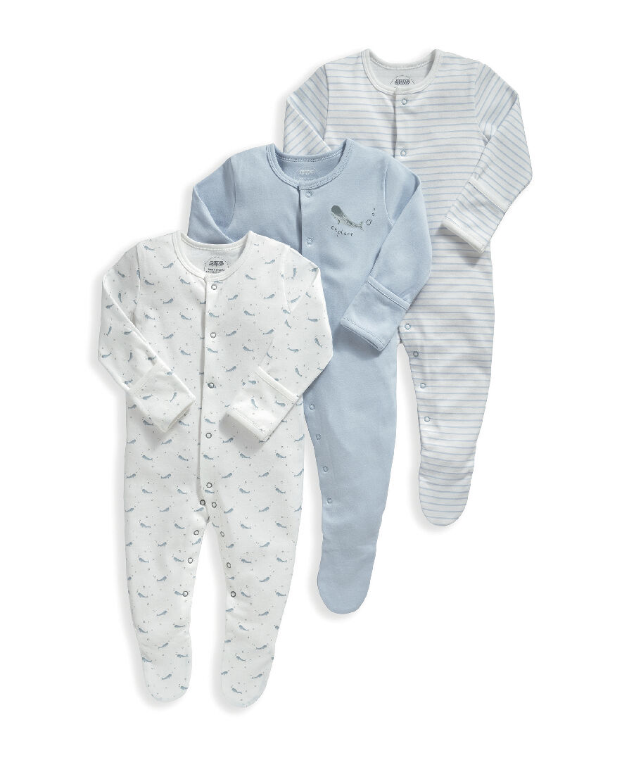 Buy 3 Pack Whales Sleepsuits Baby Sleepsuits Multipack Mamas