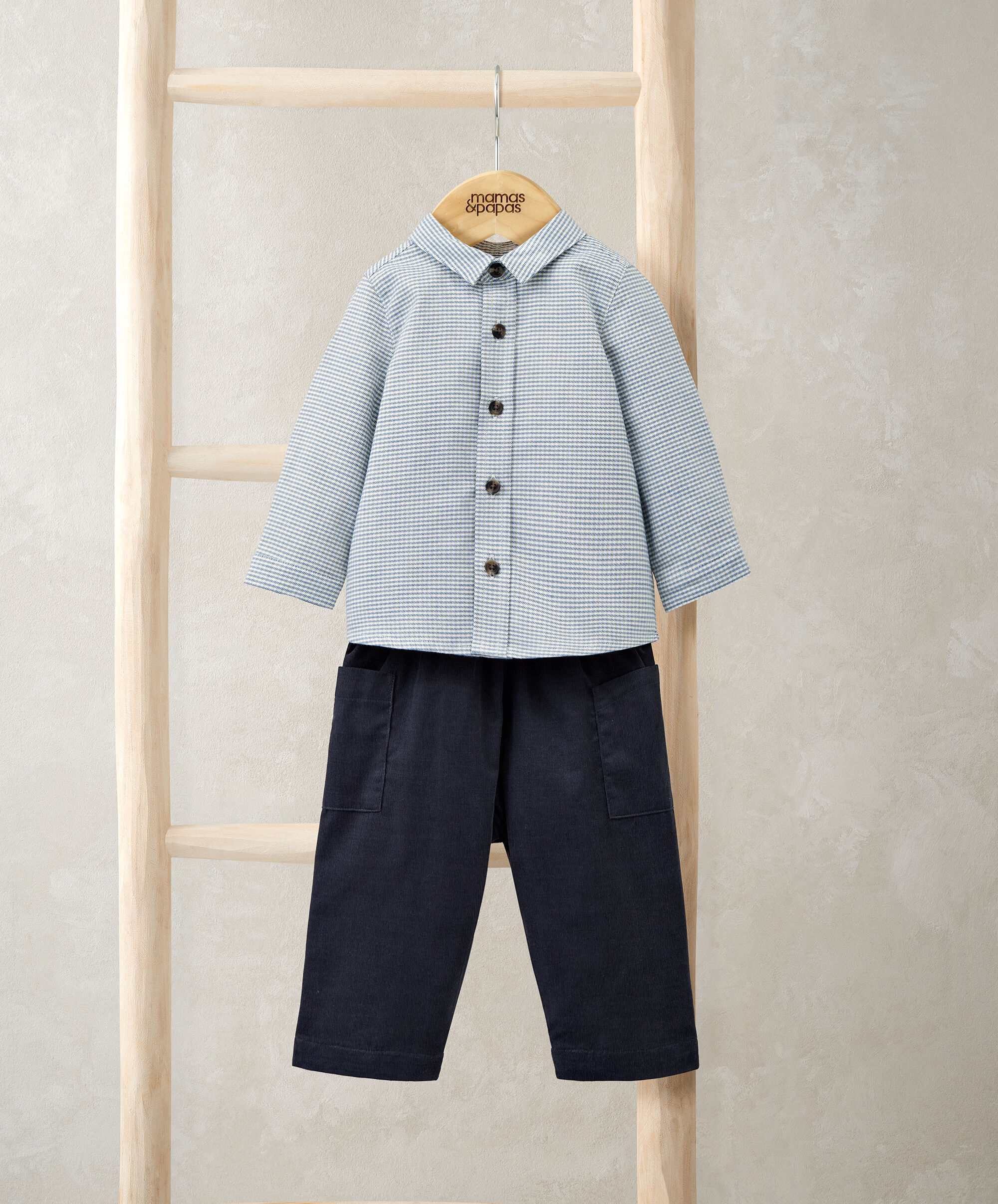 Check Shirt & Blue Cord Trousers Set (2 Pieces) image number 1