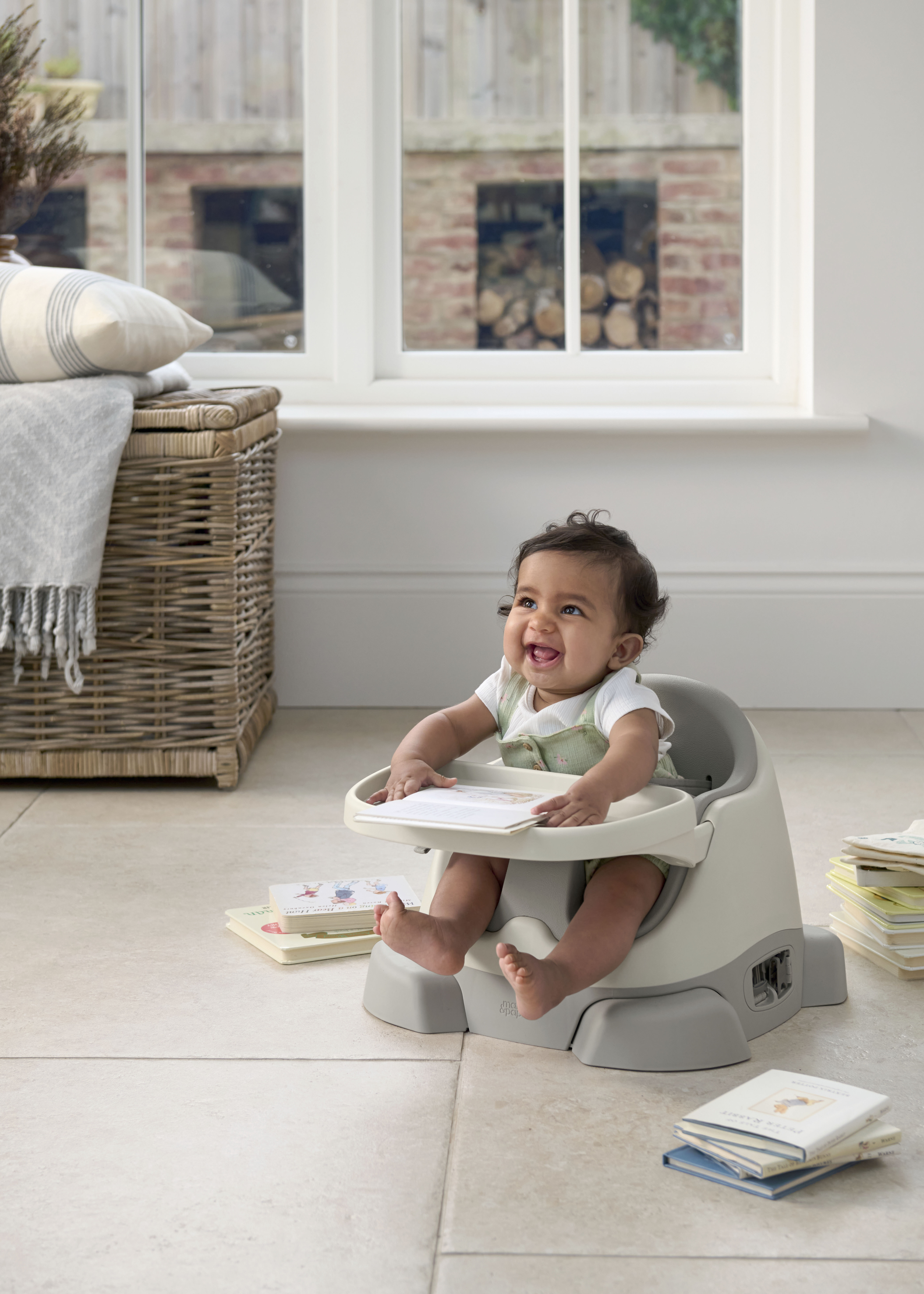 Bug 3-in-1 Floor & Booster Seat with Activity Tray - Pebble image number 3