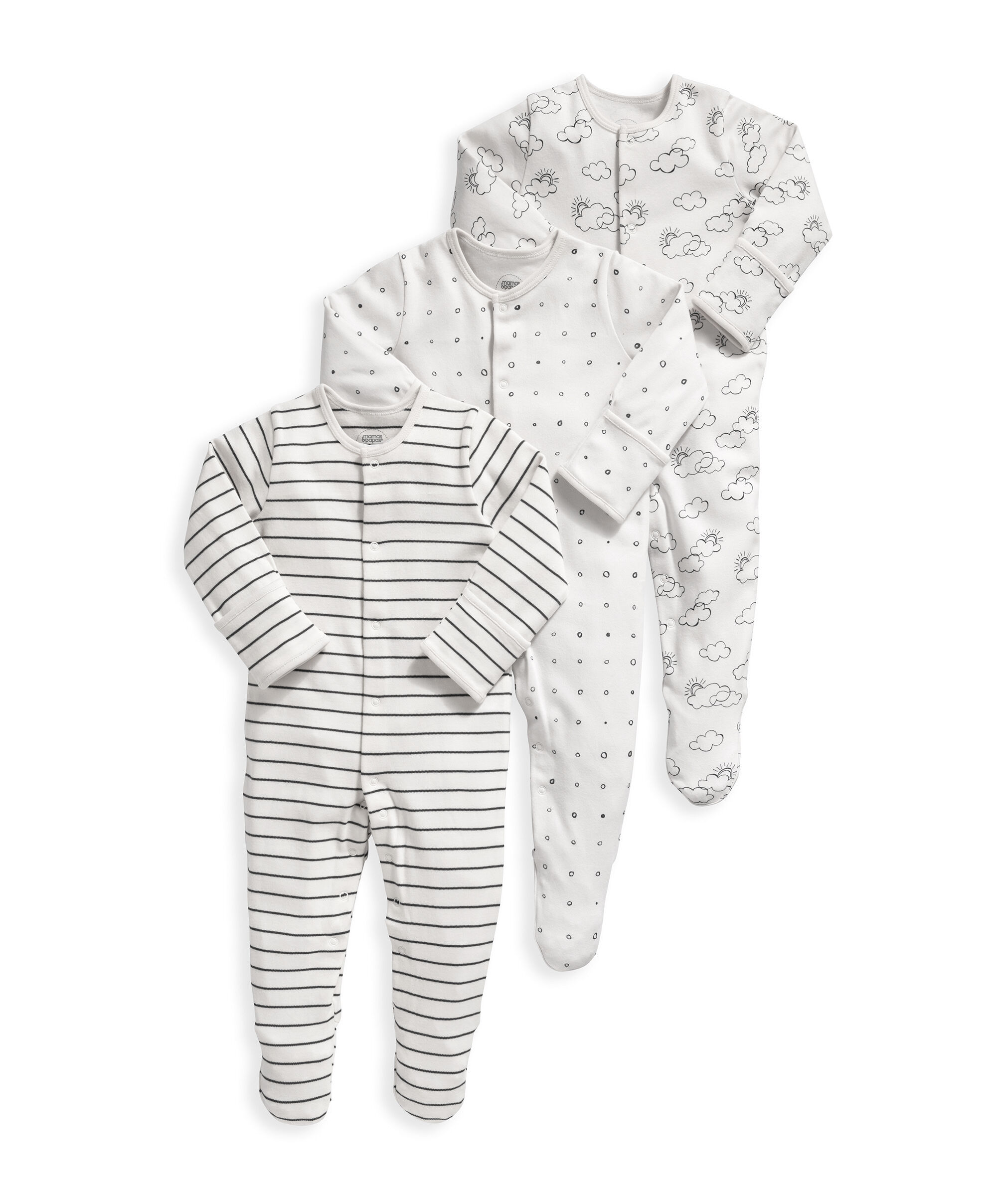 3 Pack Cloud Sleepsuits image number 1
