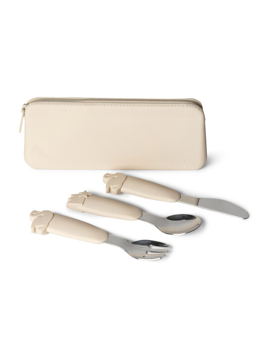 Citron Silicone Cutlery Set with Pouch Beige image number 1
