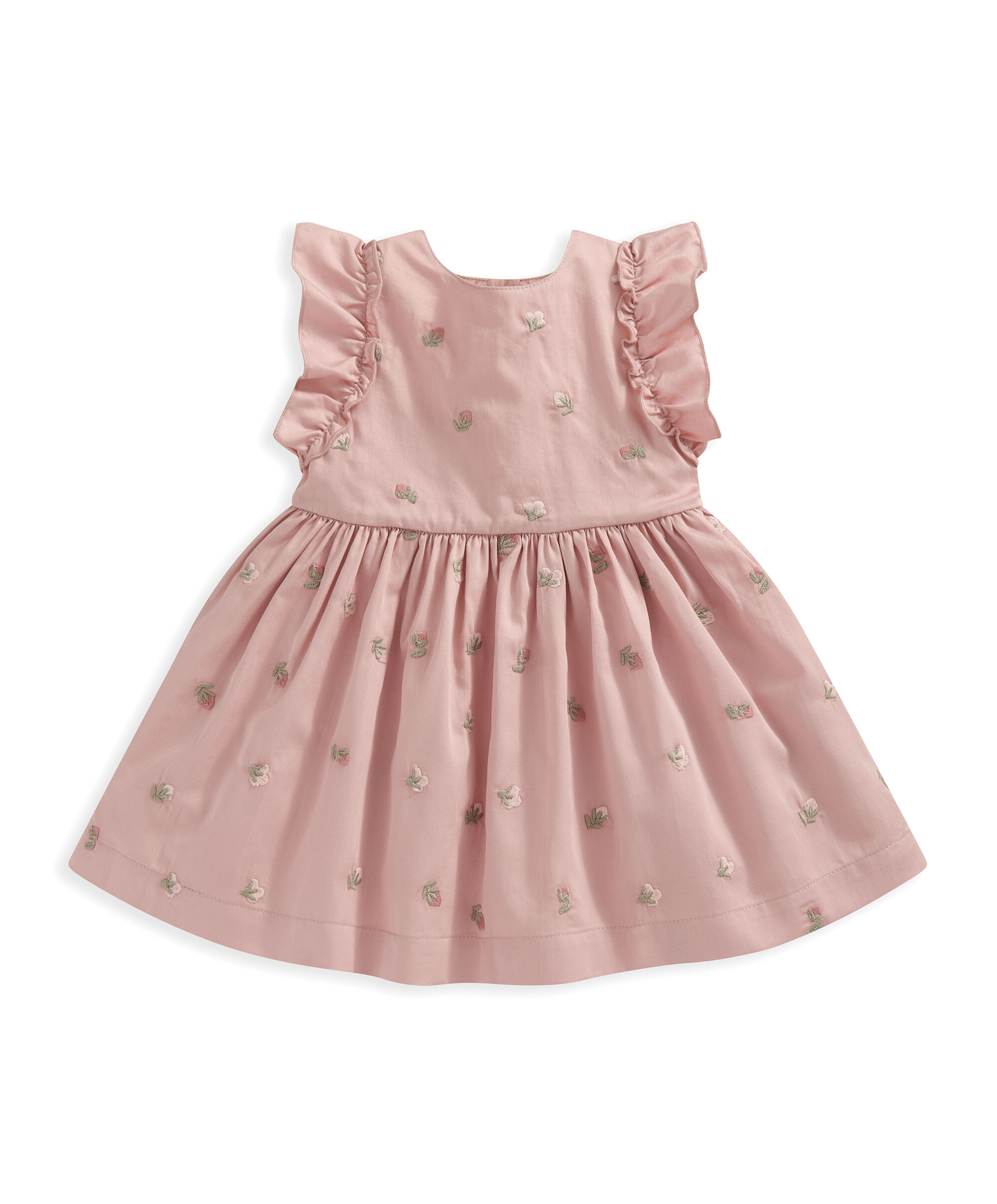 Embroidered Cotton Sateen Dress - Pink image number 2