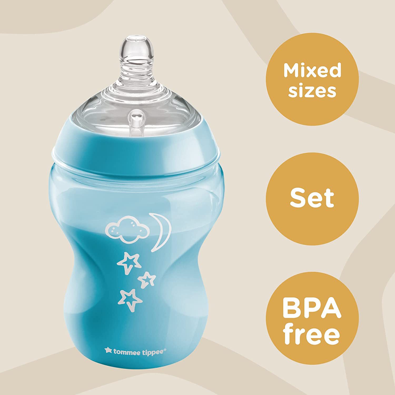 Buy Tommee Tippee Closer to Nature Baby Bottle Kit Blue Stars Feeding Seating Mamas Papas Qatar