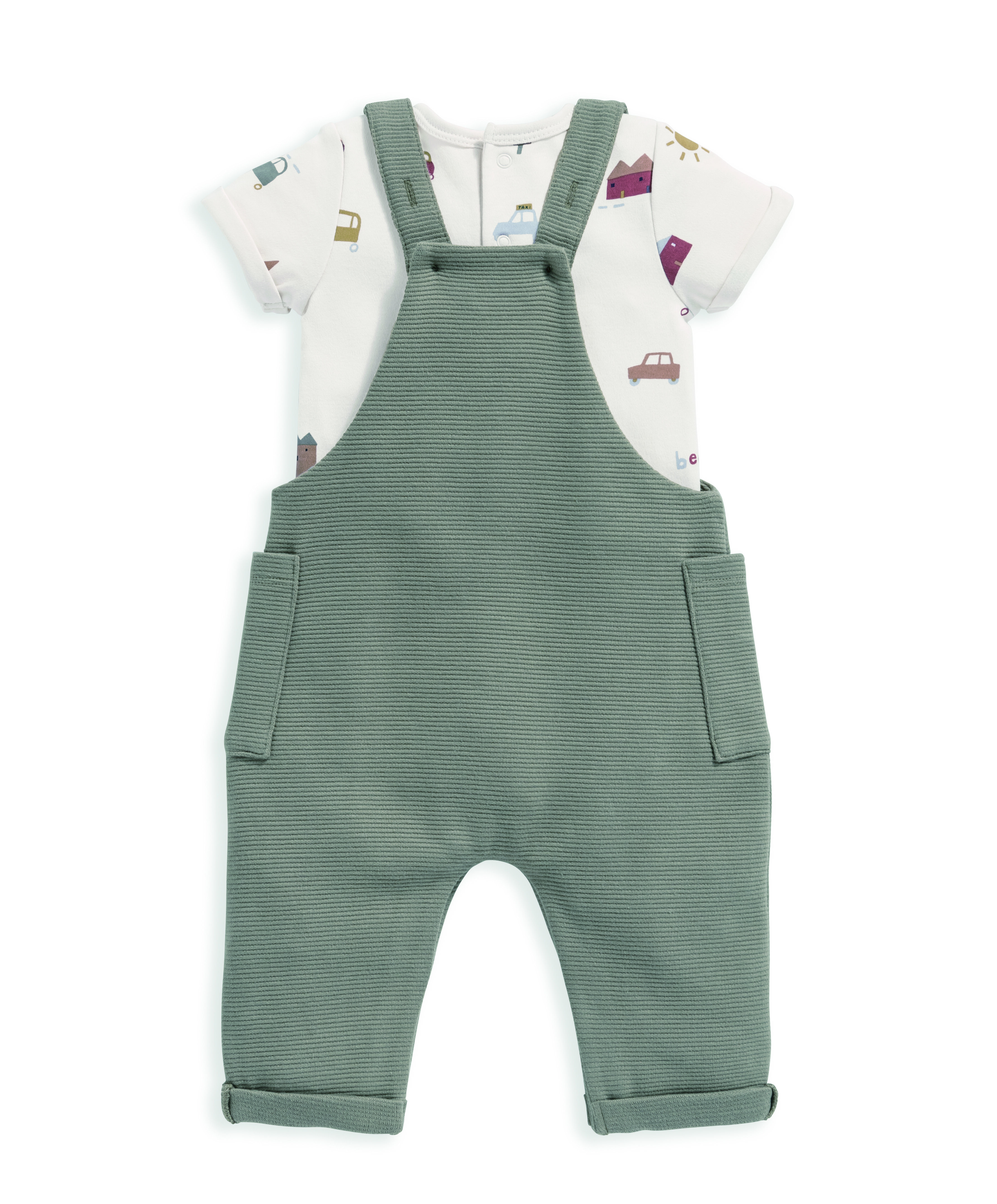 Transport Print Bodysuit & Dungaree Set image number 3