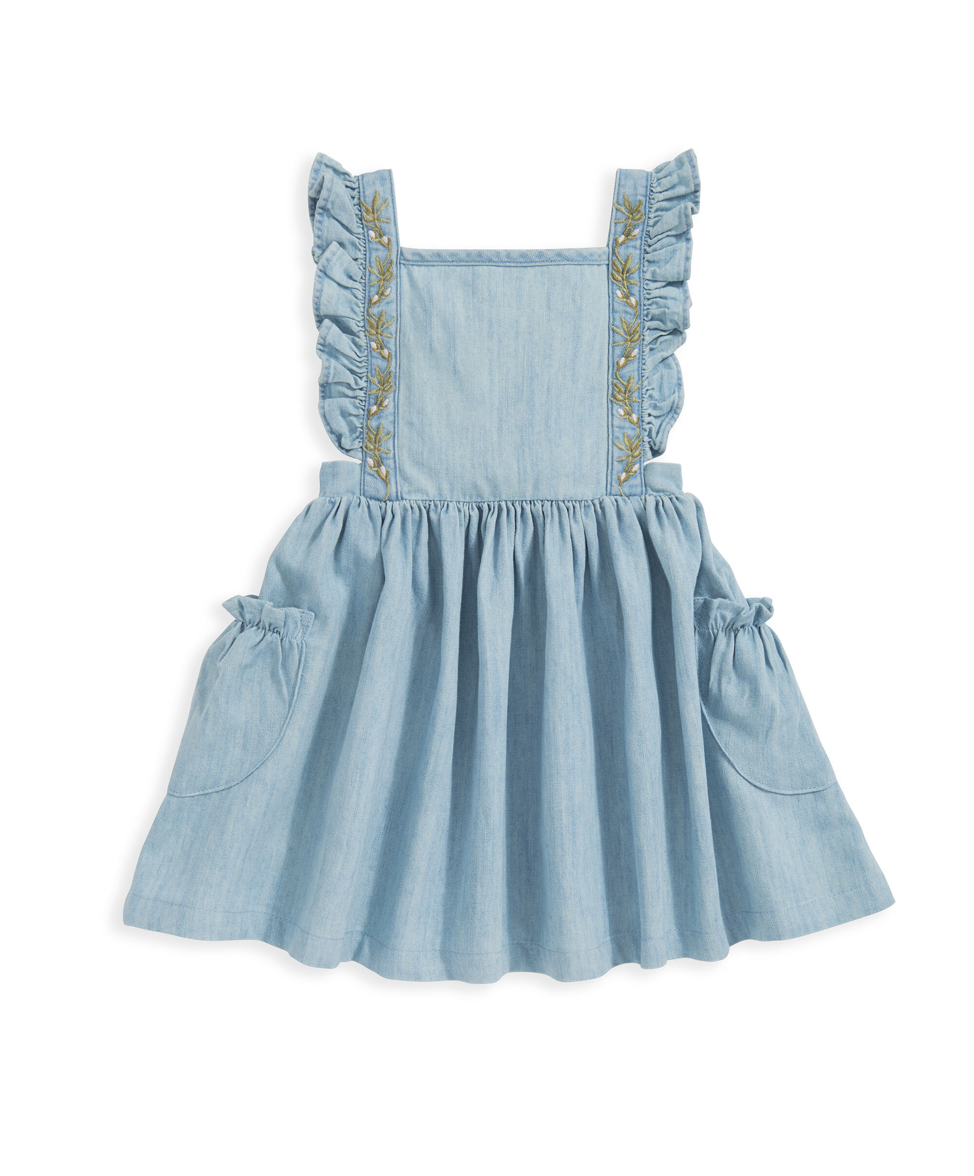 Floral Embroidered Denim Dress image number 2