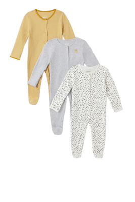Stripes and Spots Sleepsuits 3 Pack