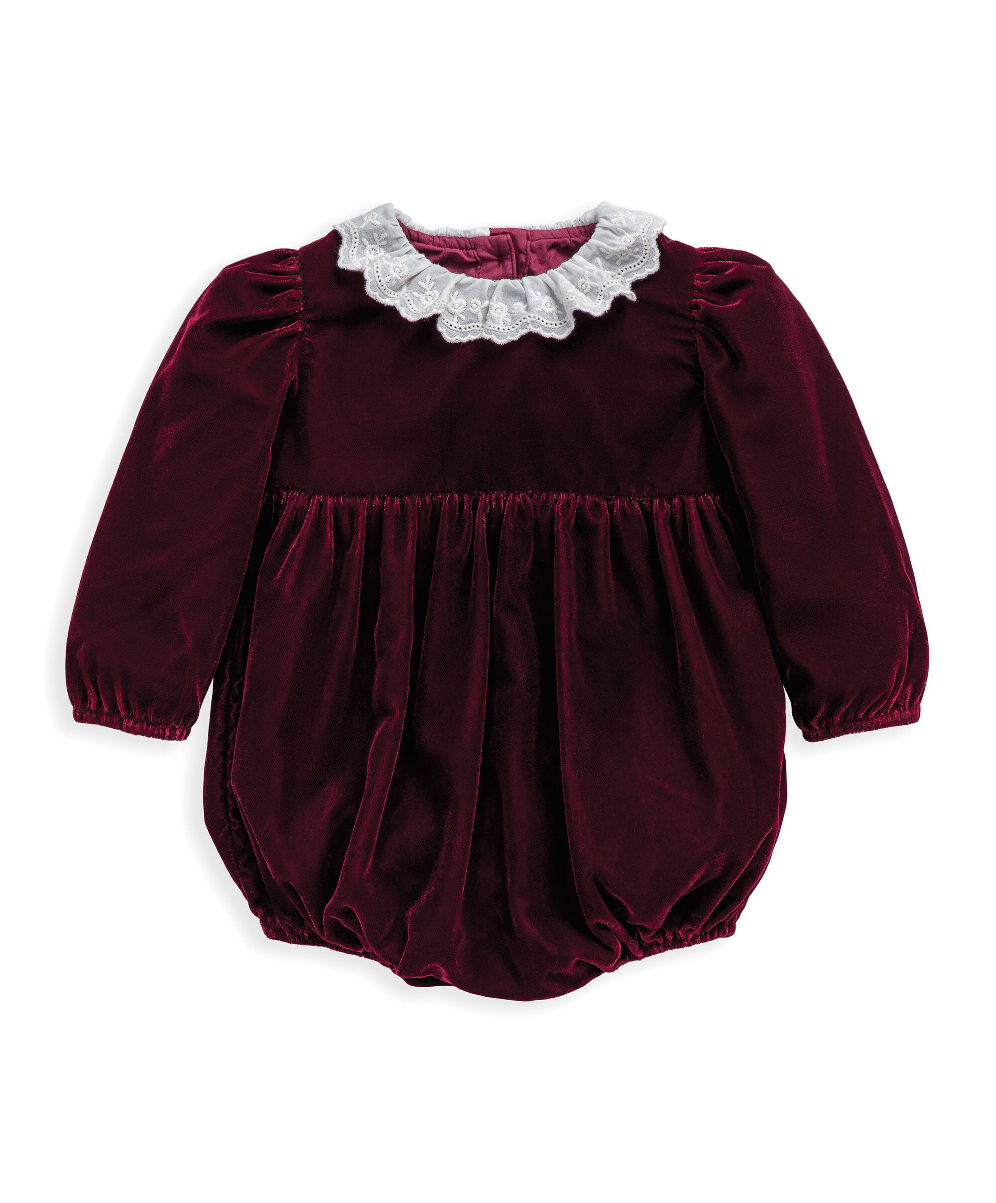 Burgendy Velvet Romper image number 2