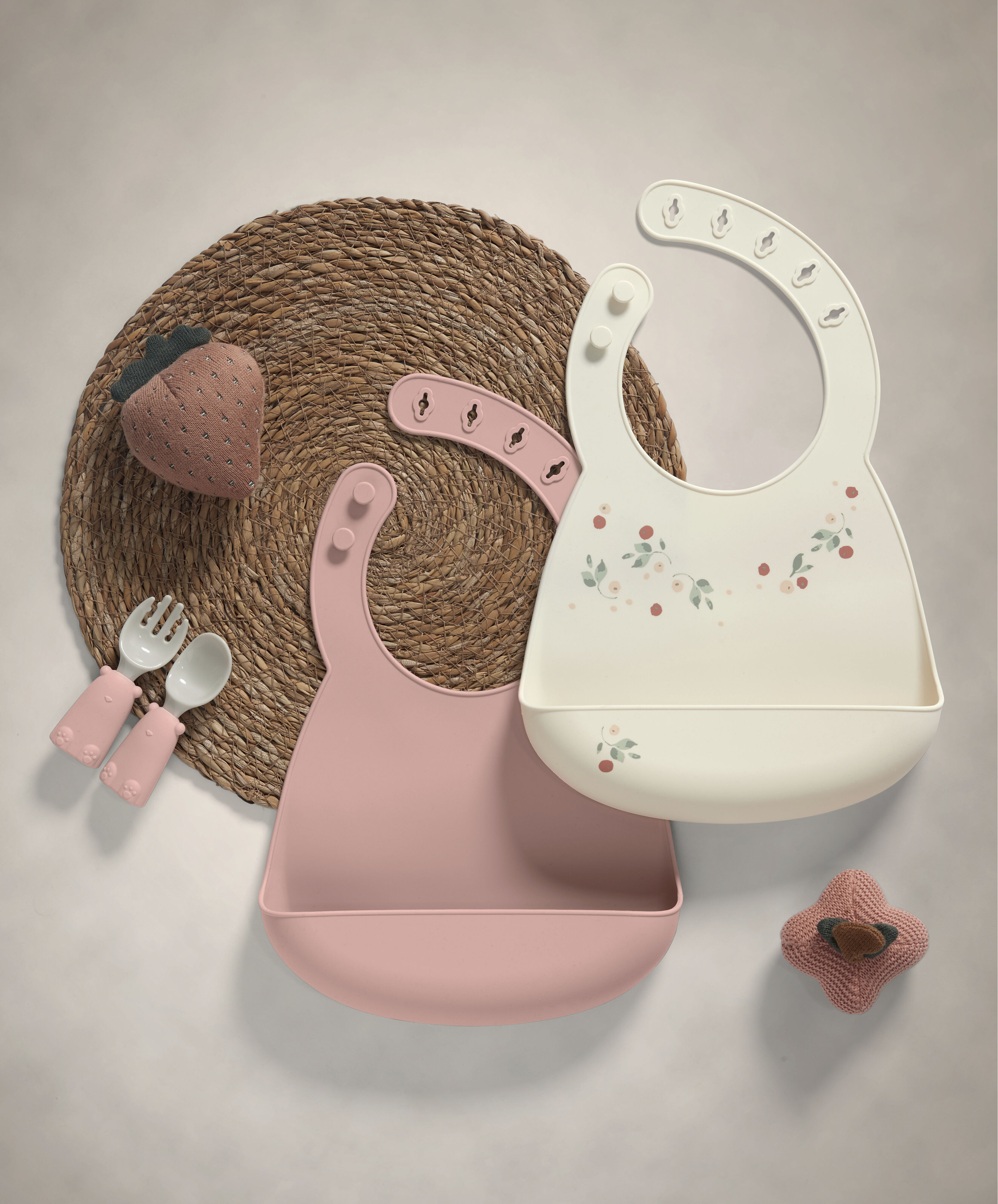 Silicone Bibs (Pack of 2) - Floral Berry image number 1