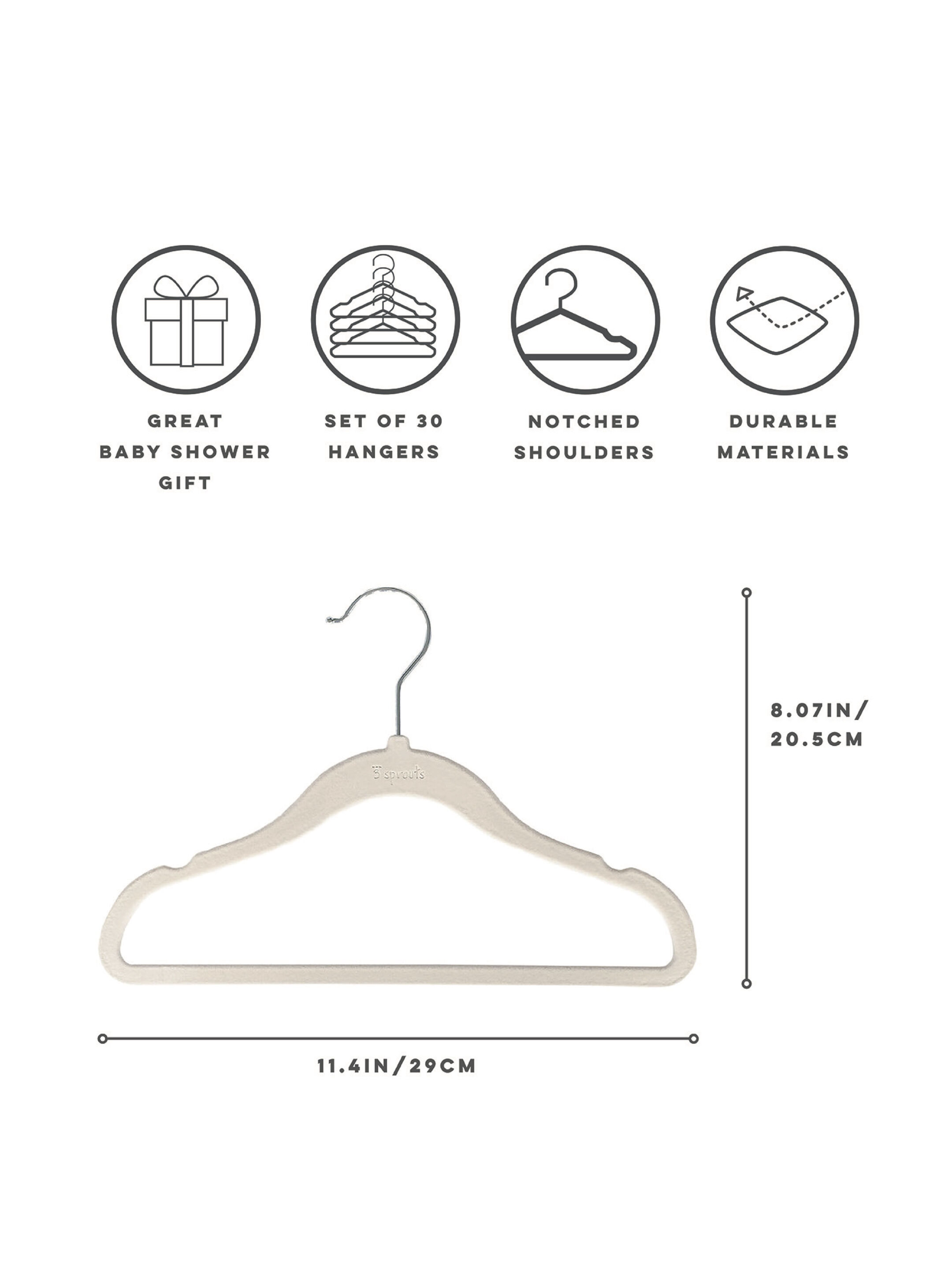 3 Sprouts Velvet Hanger - Gray (Set of 15) image number 4