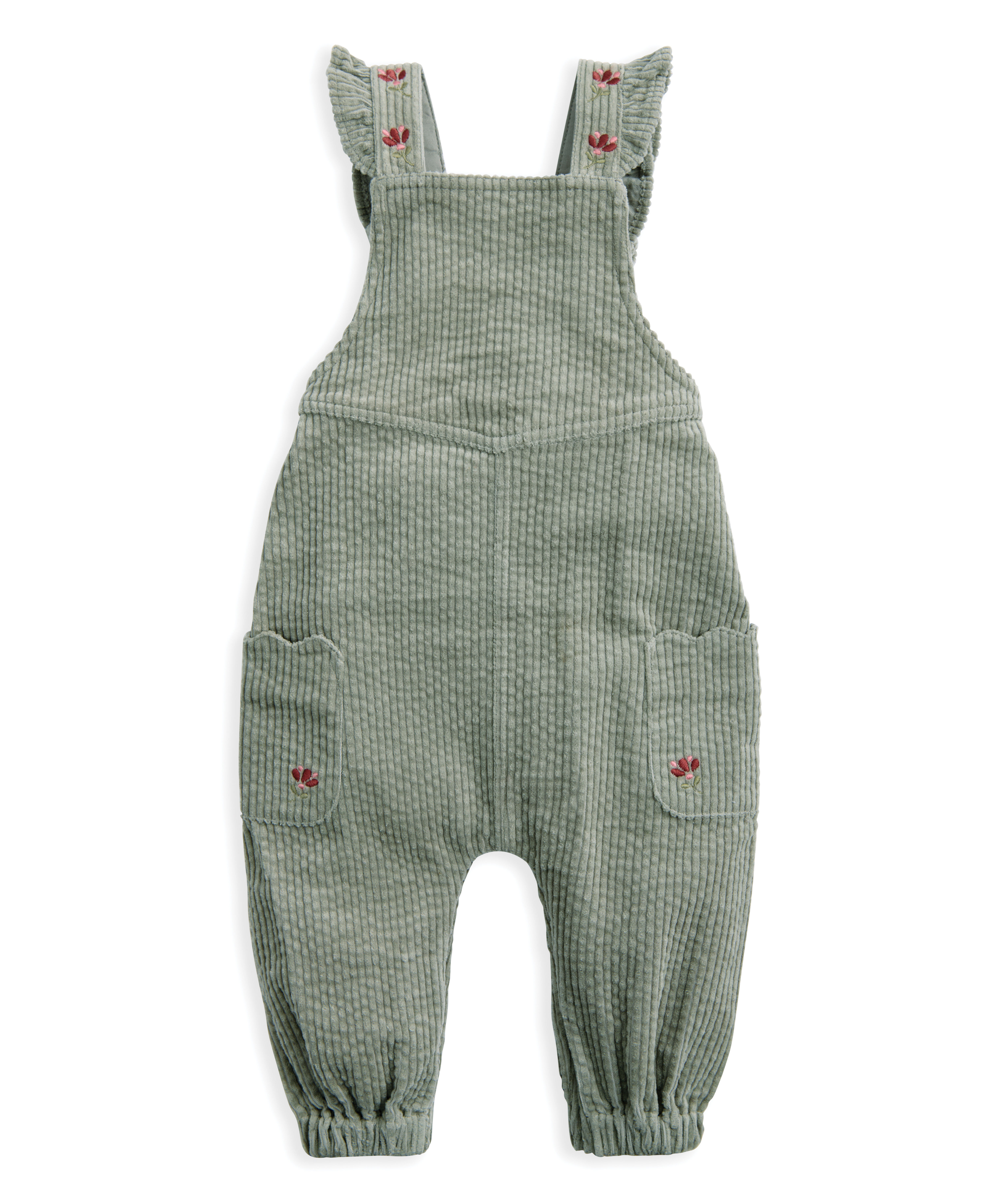 Embroidered Cord Dungarees & Bodysuit Set (2 Pieces) - Green image number 5