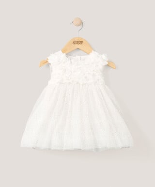 Eid 3D Flower Dress - White