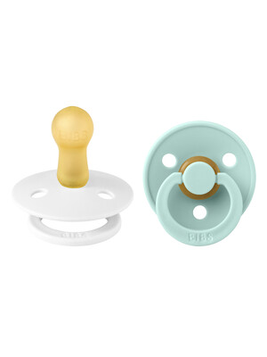 Bibs Pacifier Colour Collection - White & Mint 2 Pack (6+ months)