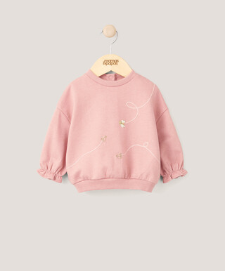 Floral Embroidered Sweatshirt - Pink
