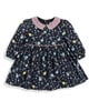 Floral Print Cotton Dress with Collar Navy- 12-18 months image number 1