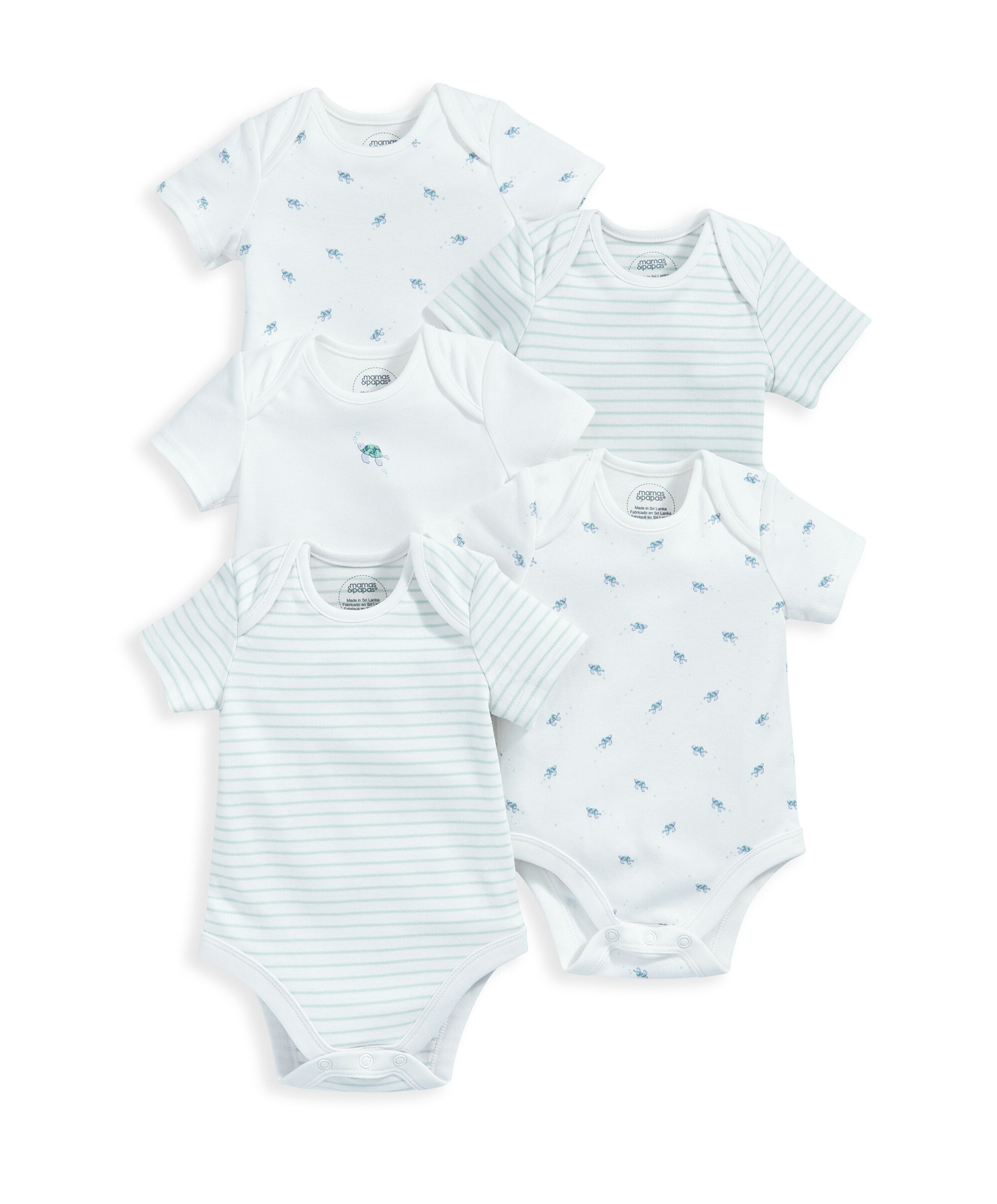 Turtle Short Sleeve Bodysuits (Pack of 5) - Blue image number 2