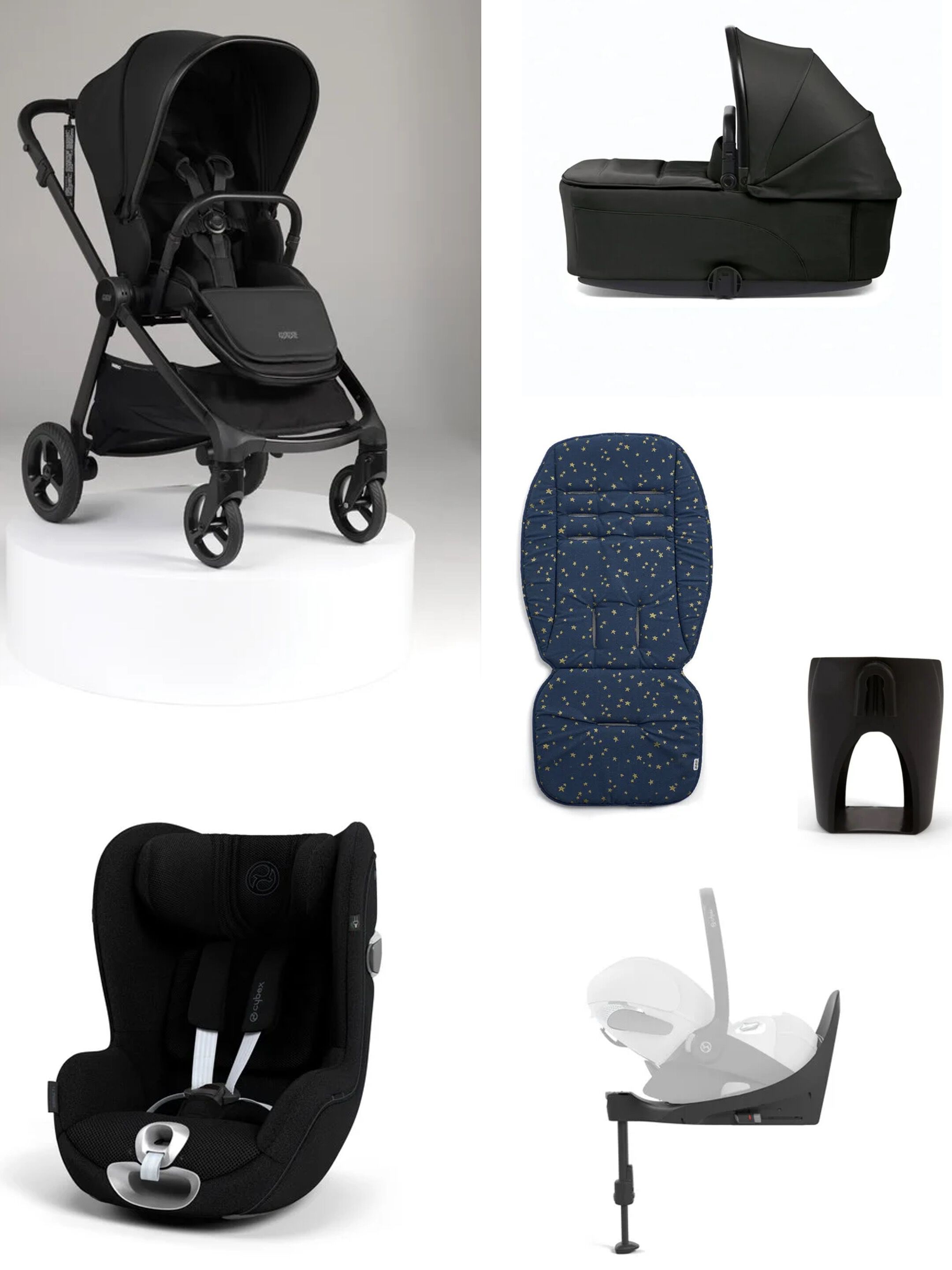 Vardo Noir Pushchair 6 Piece Bundle with Cybex Car Seat