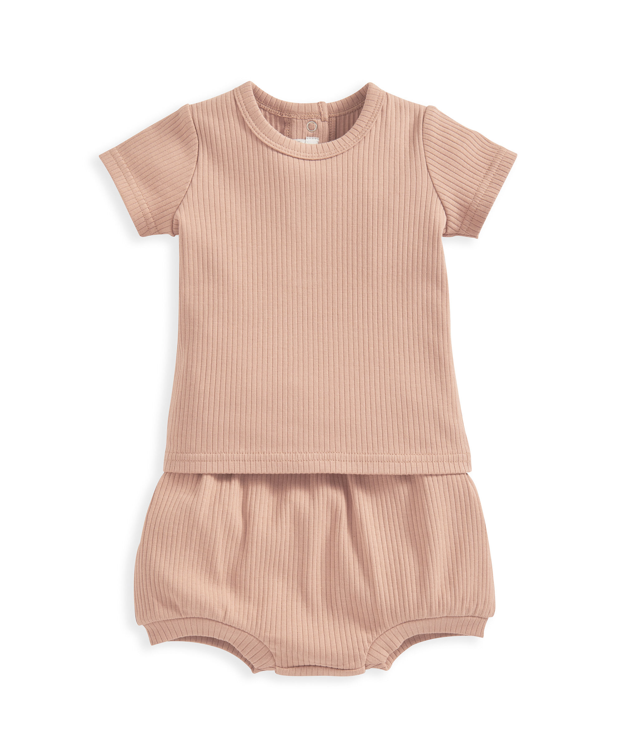 Terracotta Ribbed Short Set - 2 Piece Set image number 2