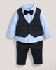 4 PieceWaistcoat Suit Set with Shirt, Bowtie & Trousers Navy- 0-3 image number 1