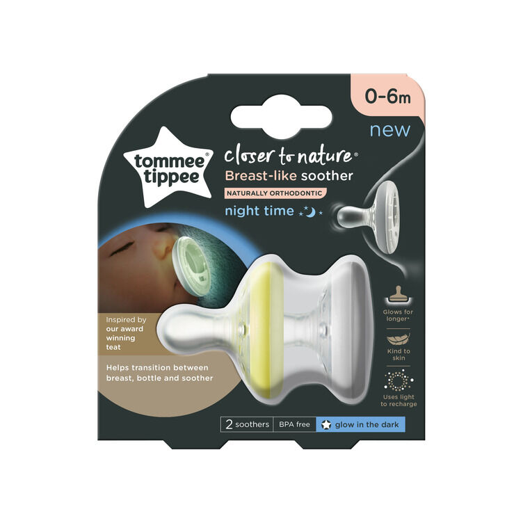 Tommee Tippee Closer To Nature Night Time Soother, Pack of 2 (0-6 months) image number 1