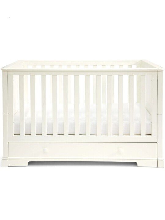Oxford Wooden Cot & Toddler Bed with Storage - White image number 1