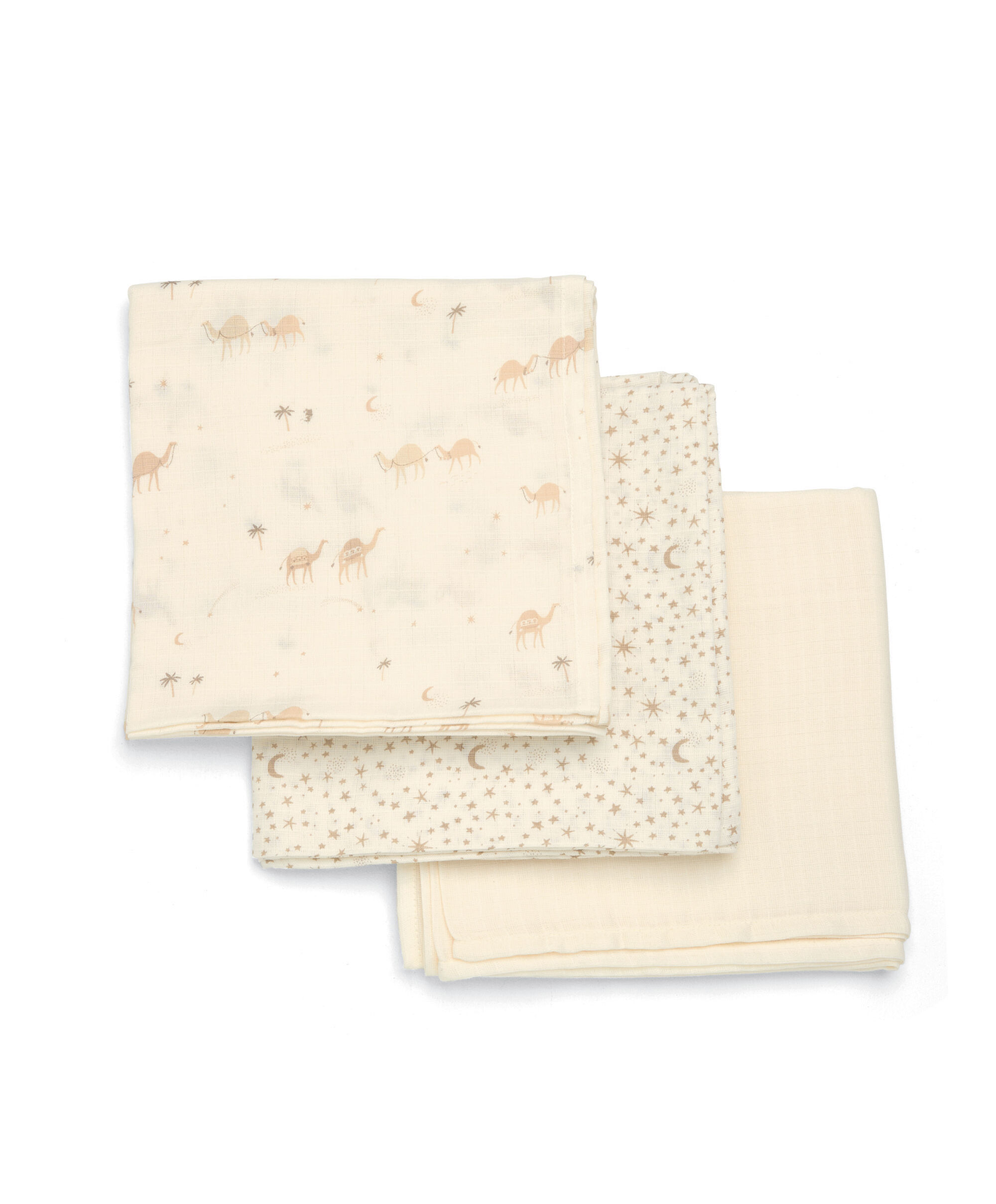 Large Muslin Squares ( 3 pack) - Camel Neutral image number 2