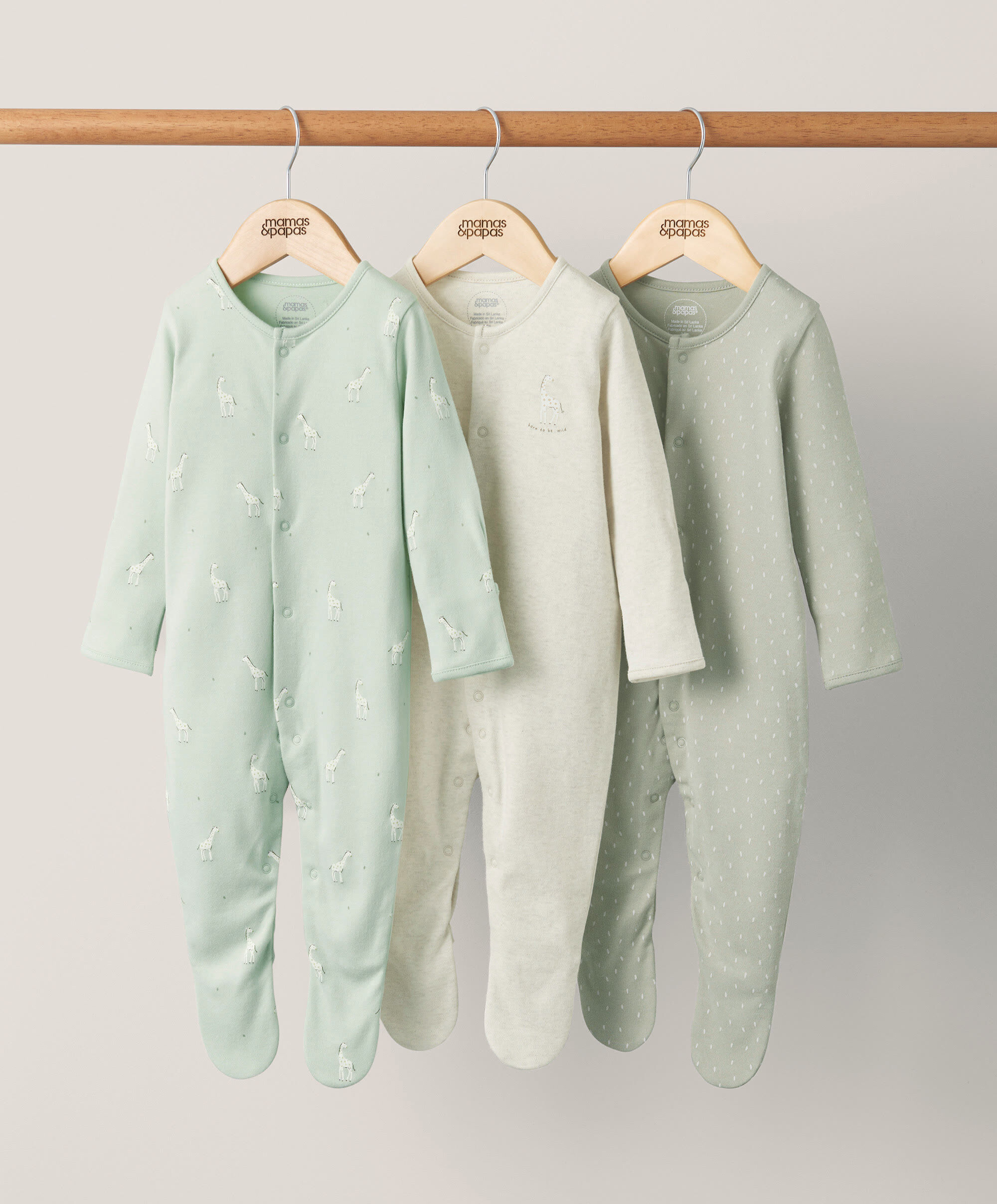 Giraffe Sleepsuits (Set of 3) - Spotty image number 1