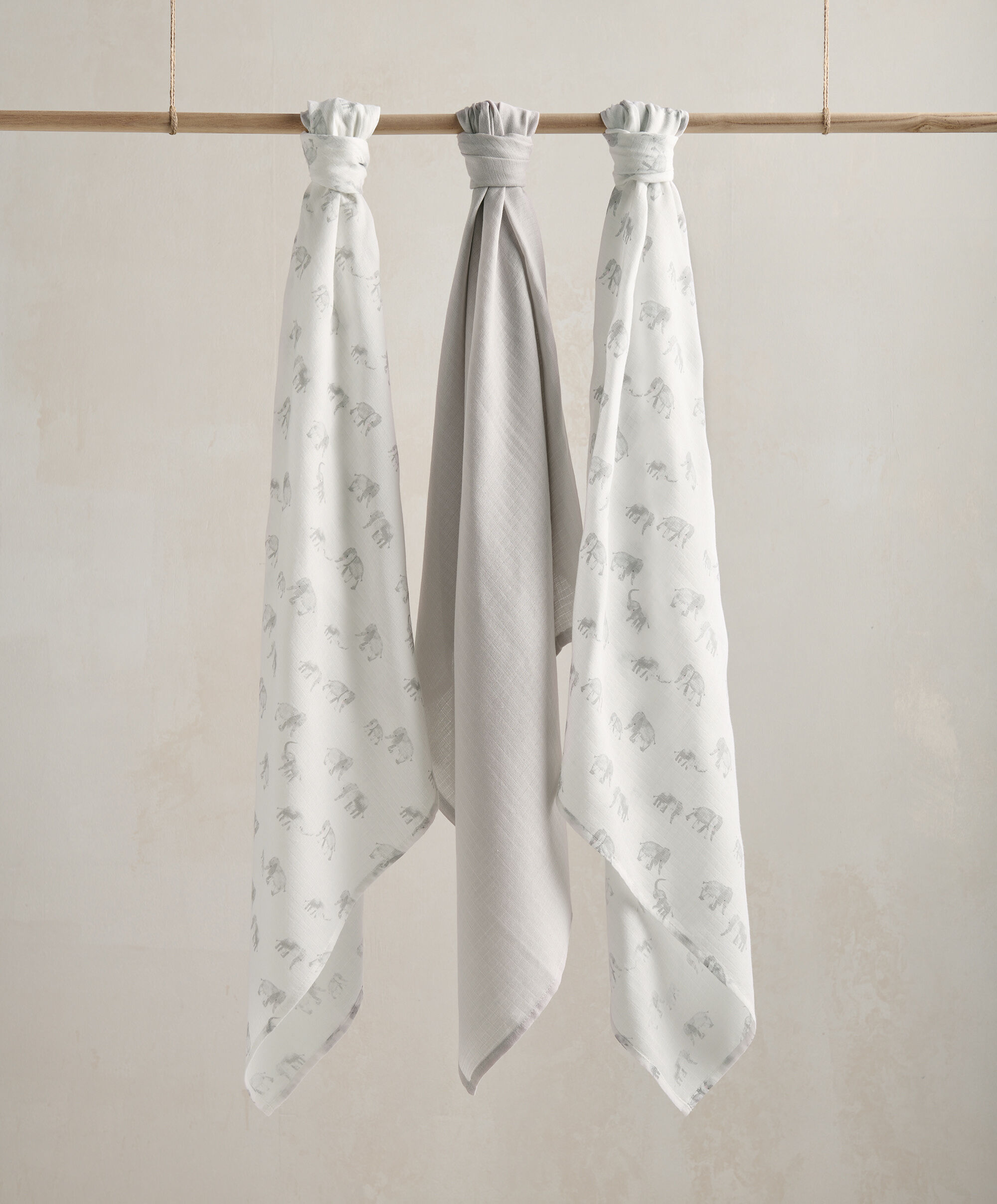 Large Elephant Muslin Squares - 3 Pack