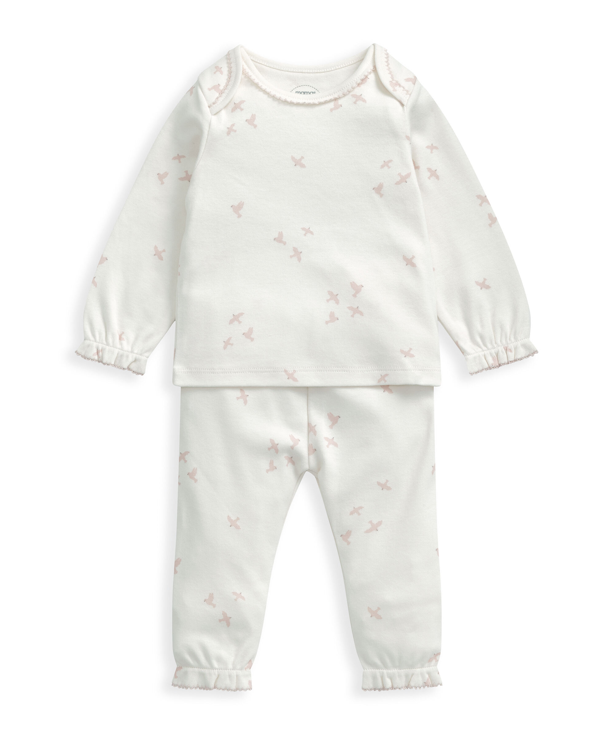 Birds Flock Jersey Pyjamas - Pink and Cream image number 2